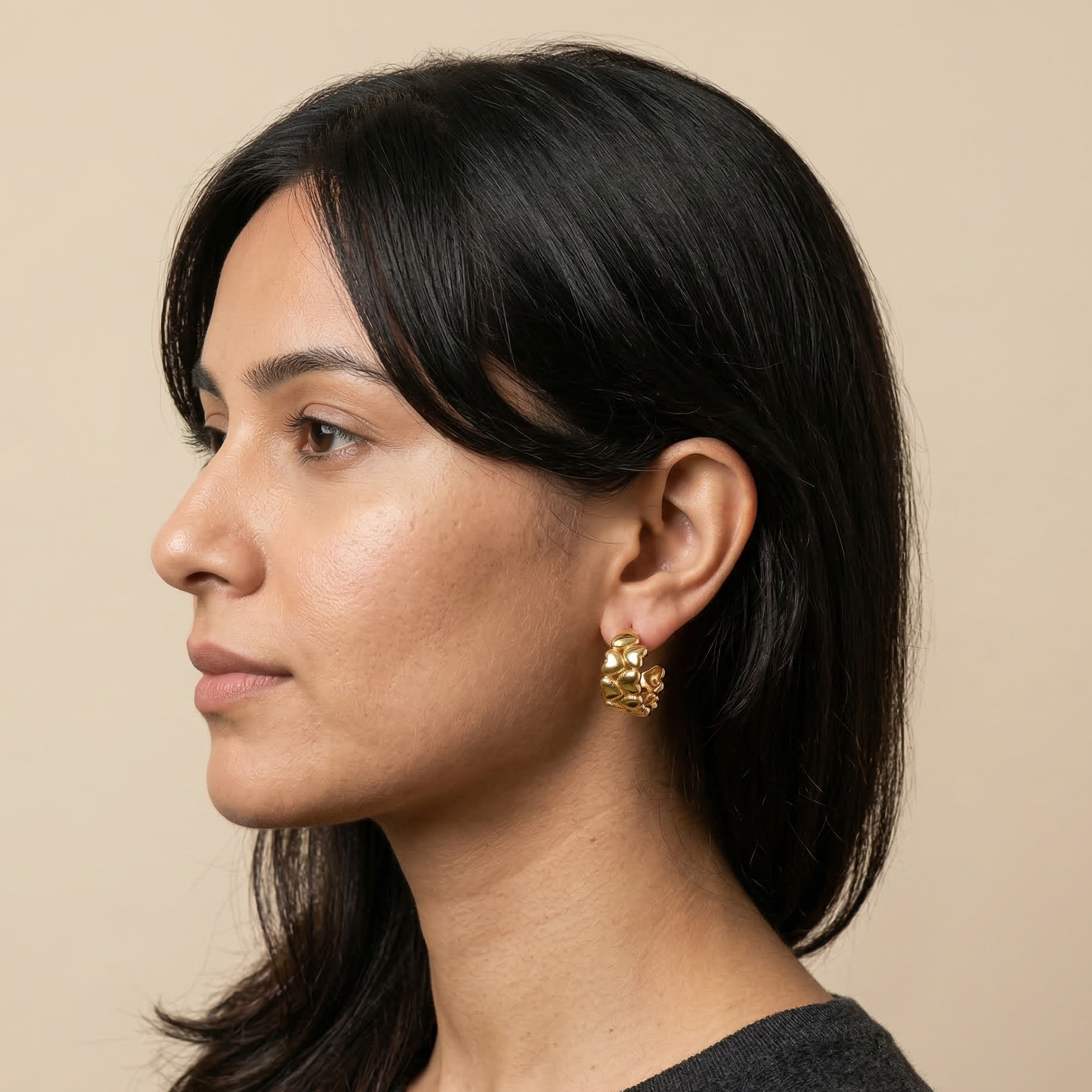 gold plated heart earrings