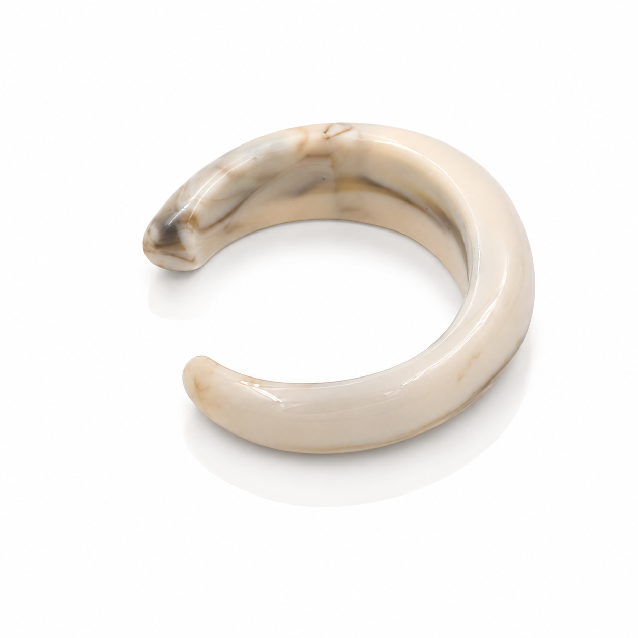 Cream Marble Open Resin Cuff Bangle Bracelet for Women