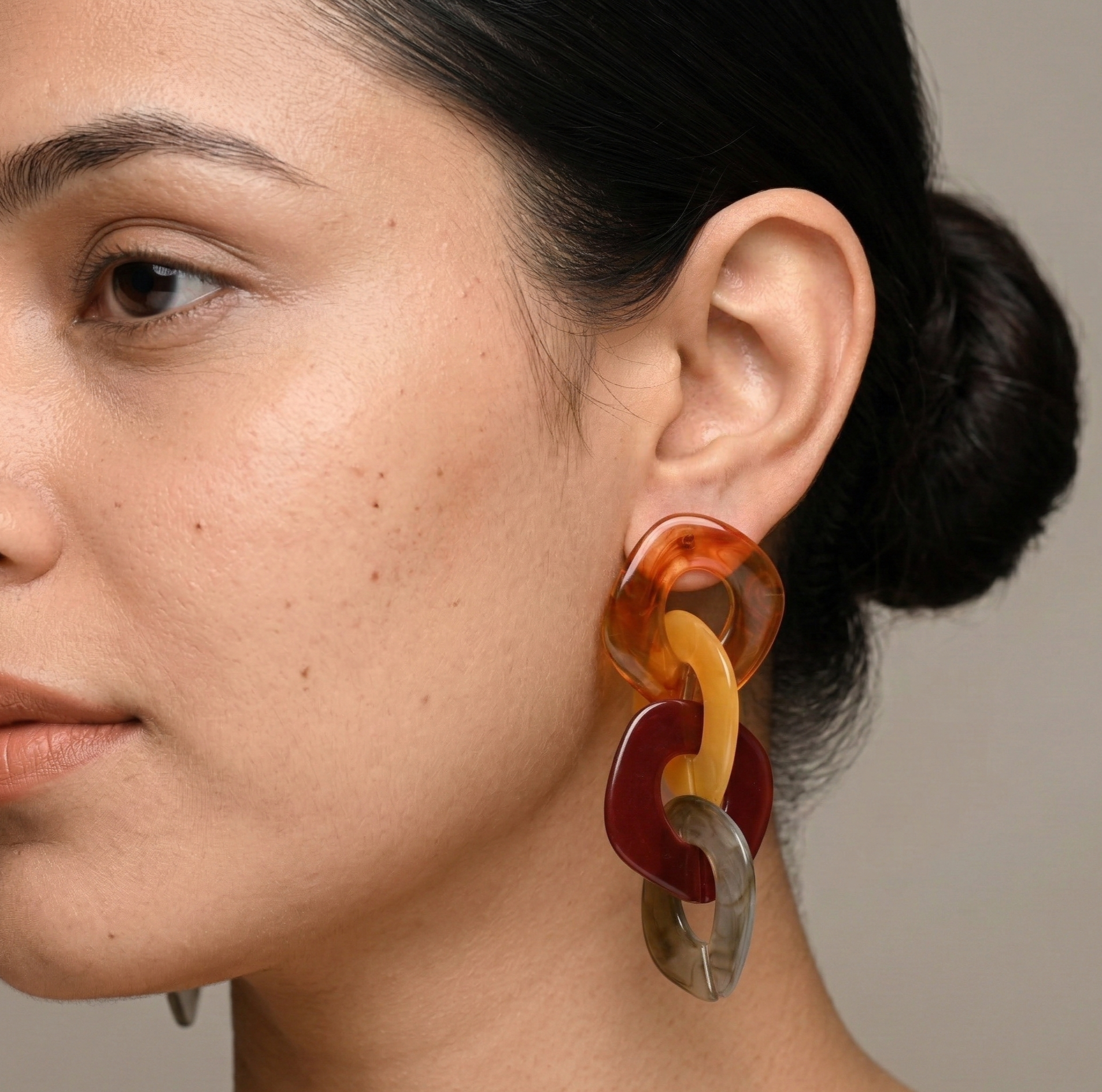 Multicolor Resin Chain Link Drop Earrings
