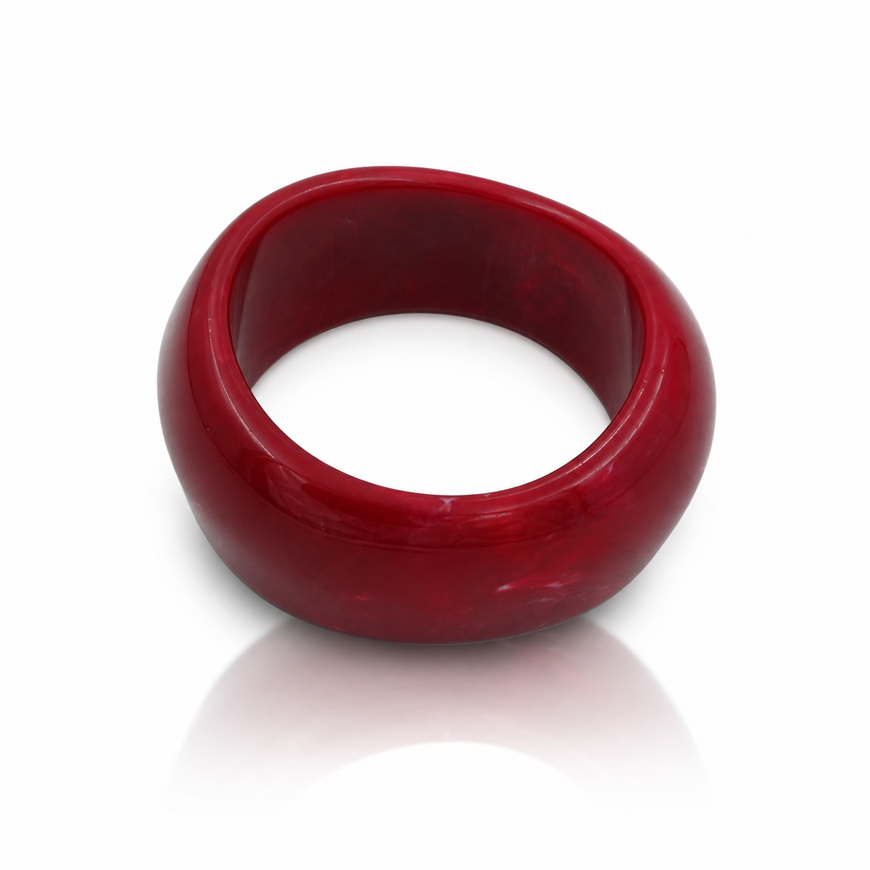Red Irregular Geometric Resin Statement Bangle for Women