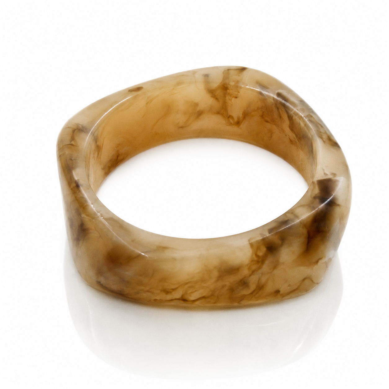 Beige Marble Irregular Resin Bangle Bracelet for Women