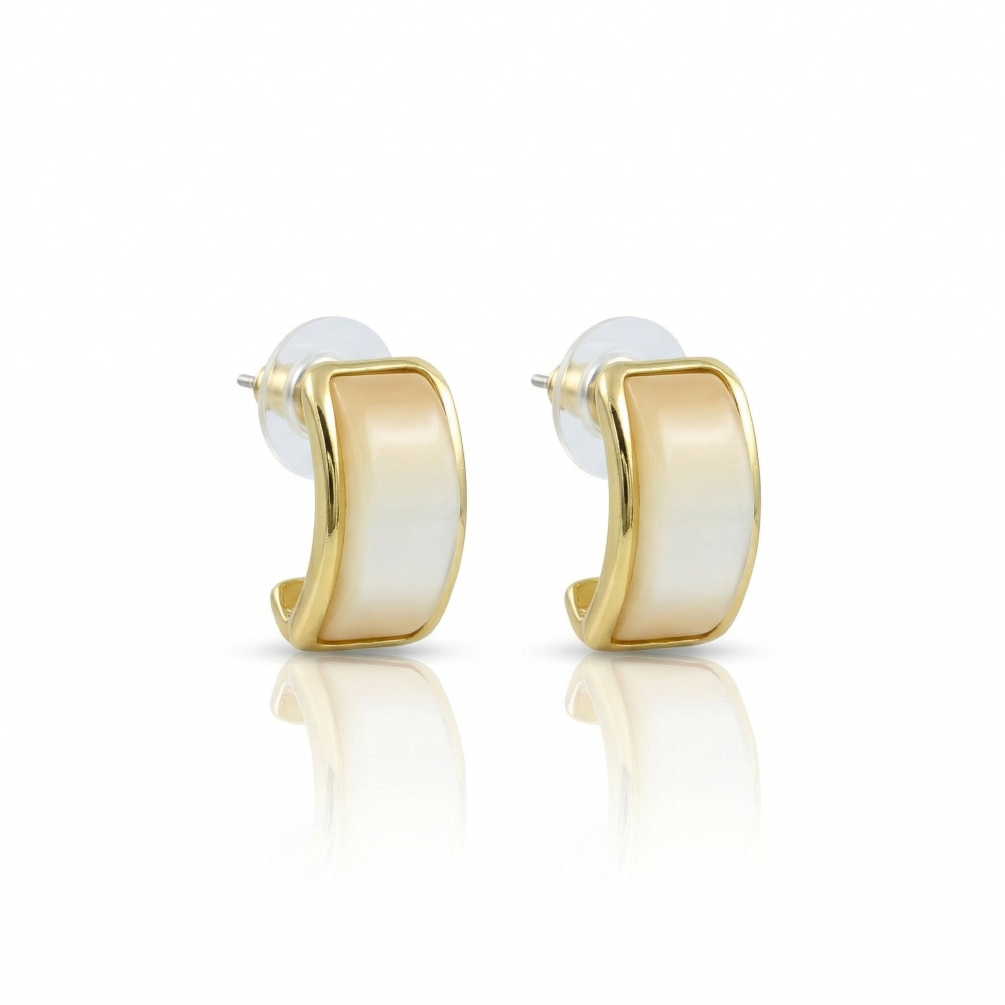 Gold Tone Opal Hoop Earrings