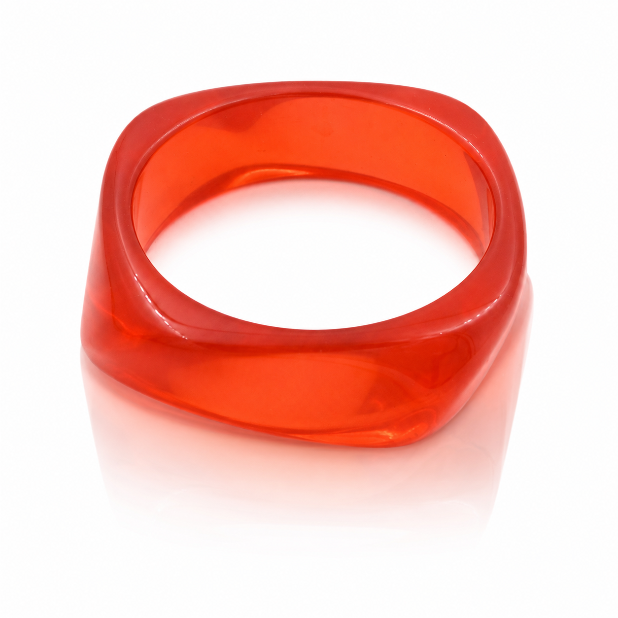 Orange Translucent Chunky Geometric Resin Bangle Bracelet for Women