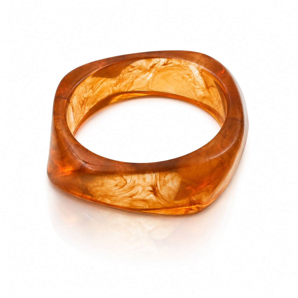 Honey Amber Geometric Resin Bangle Bracelet for Women