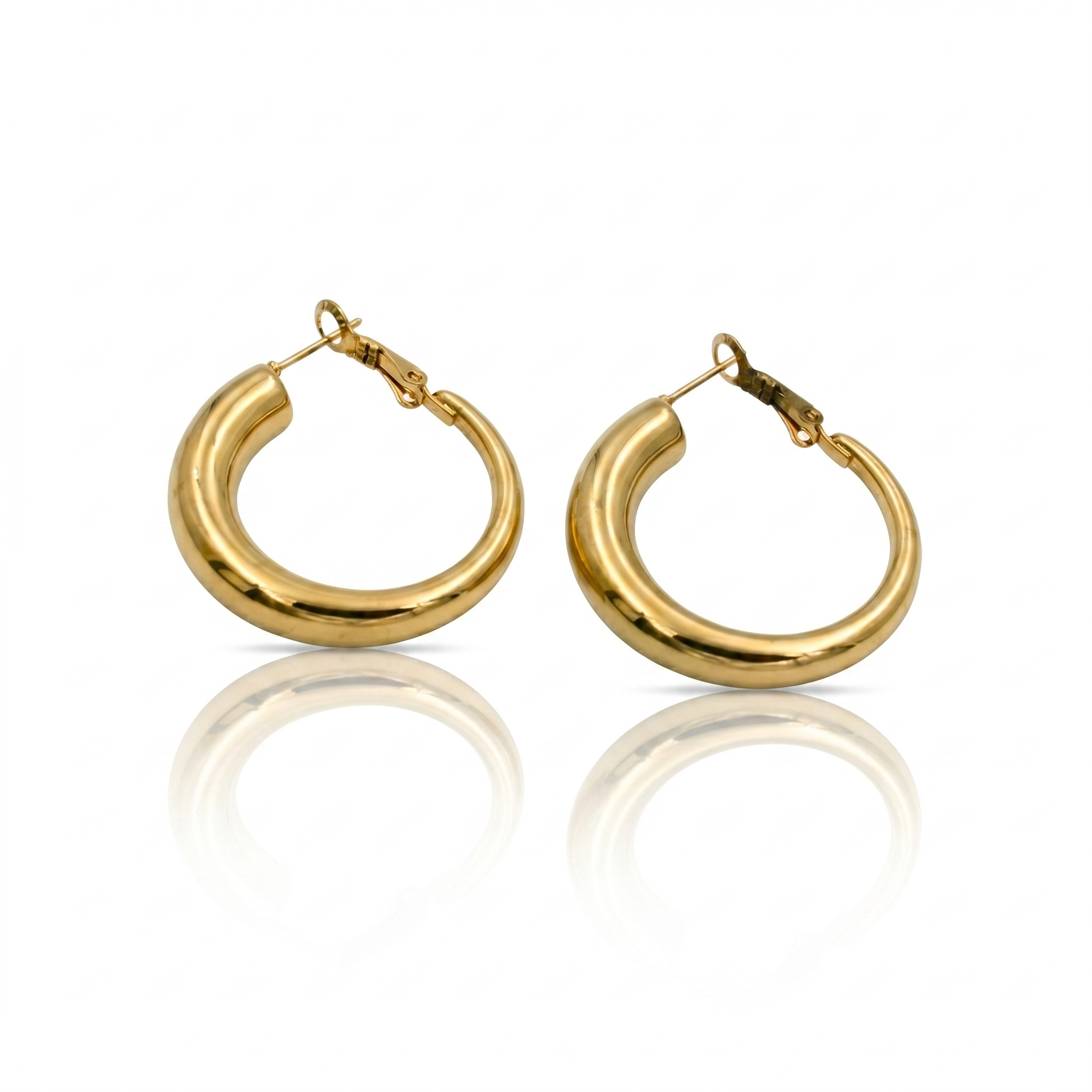 18K Gold Plated Minimalist Hoop Earrings in 316L Stainless Steel