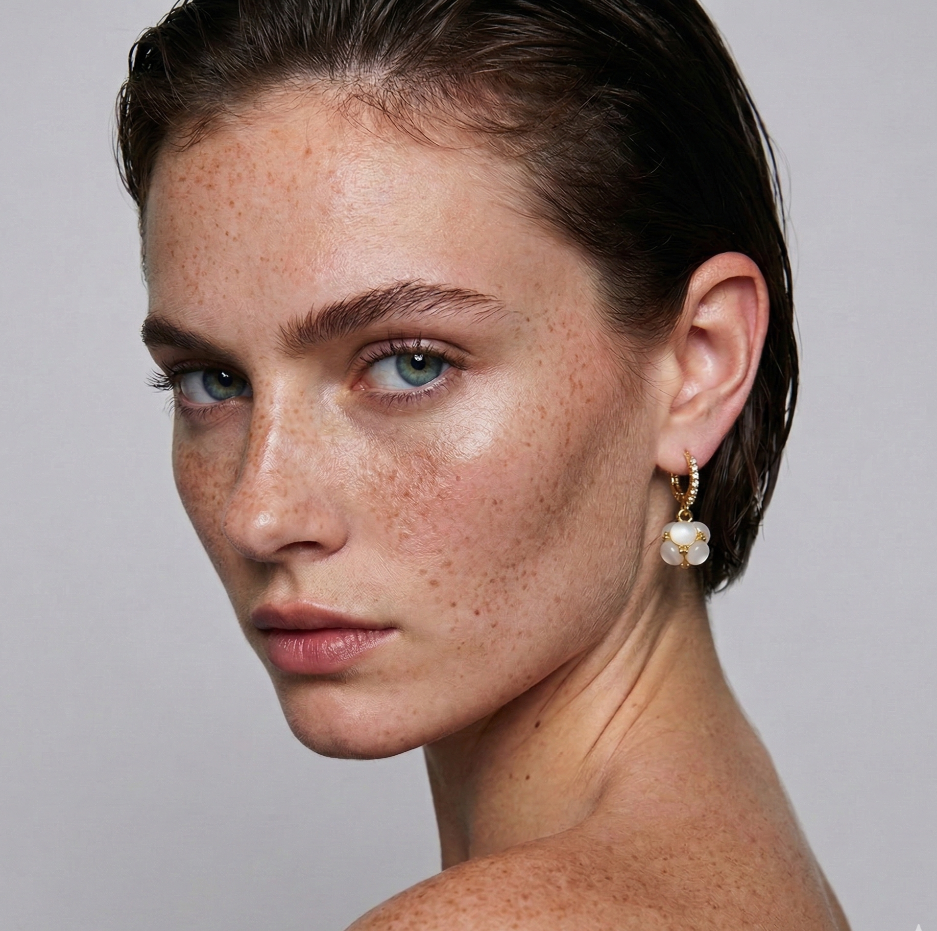 Cat Eye Stone Drop Earrings Gold Tone Crystal Hoop