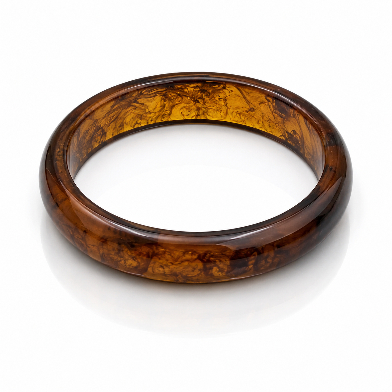 Amber Brown Round Resin Bangle Bracelet for Women