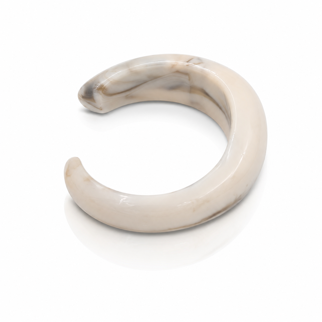 Cream Marbled Open Resin Cuff Bracelet for Women