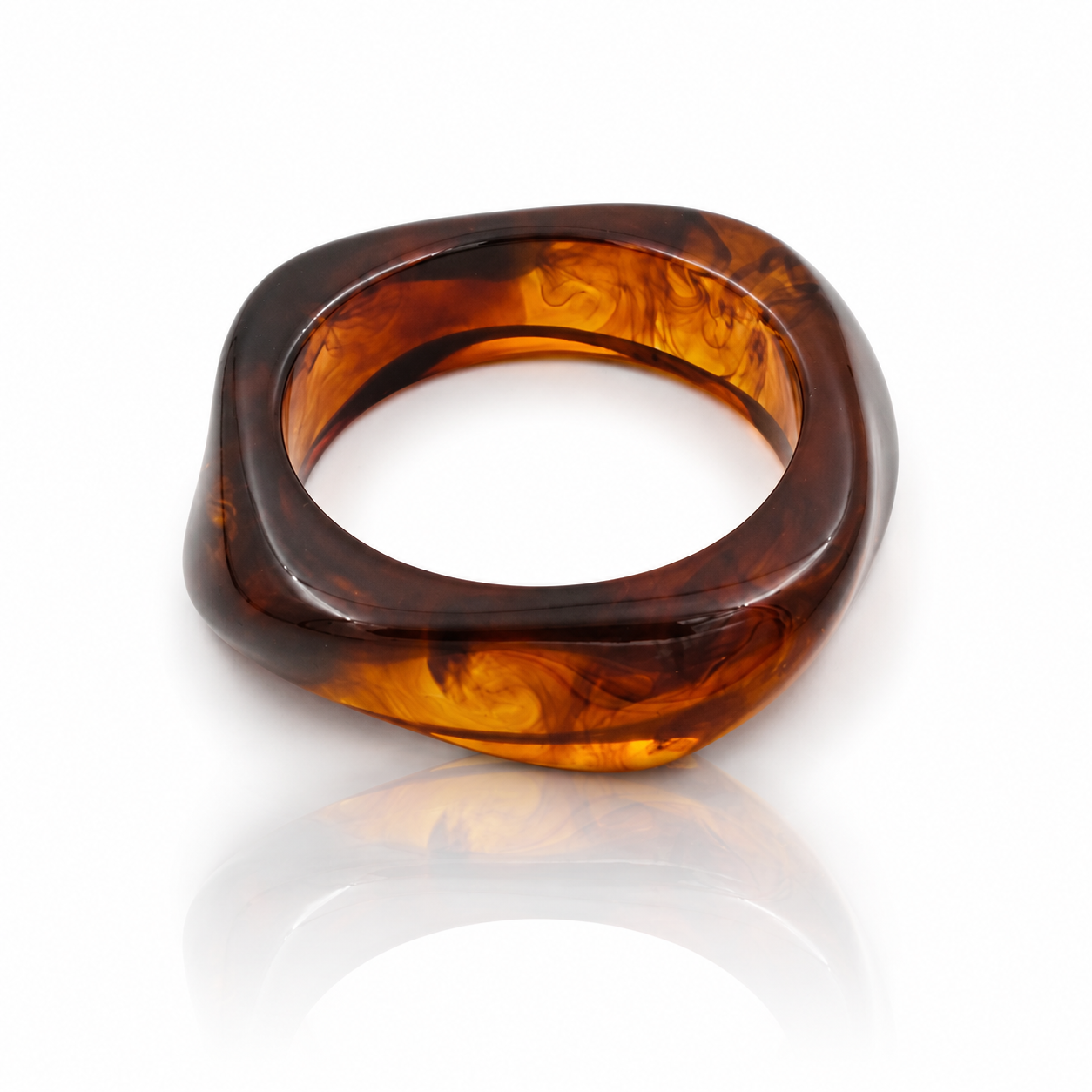 Irregular Square Amber Resin Chunky Bangle Bracelet for Women