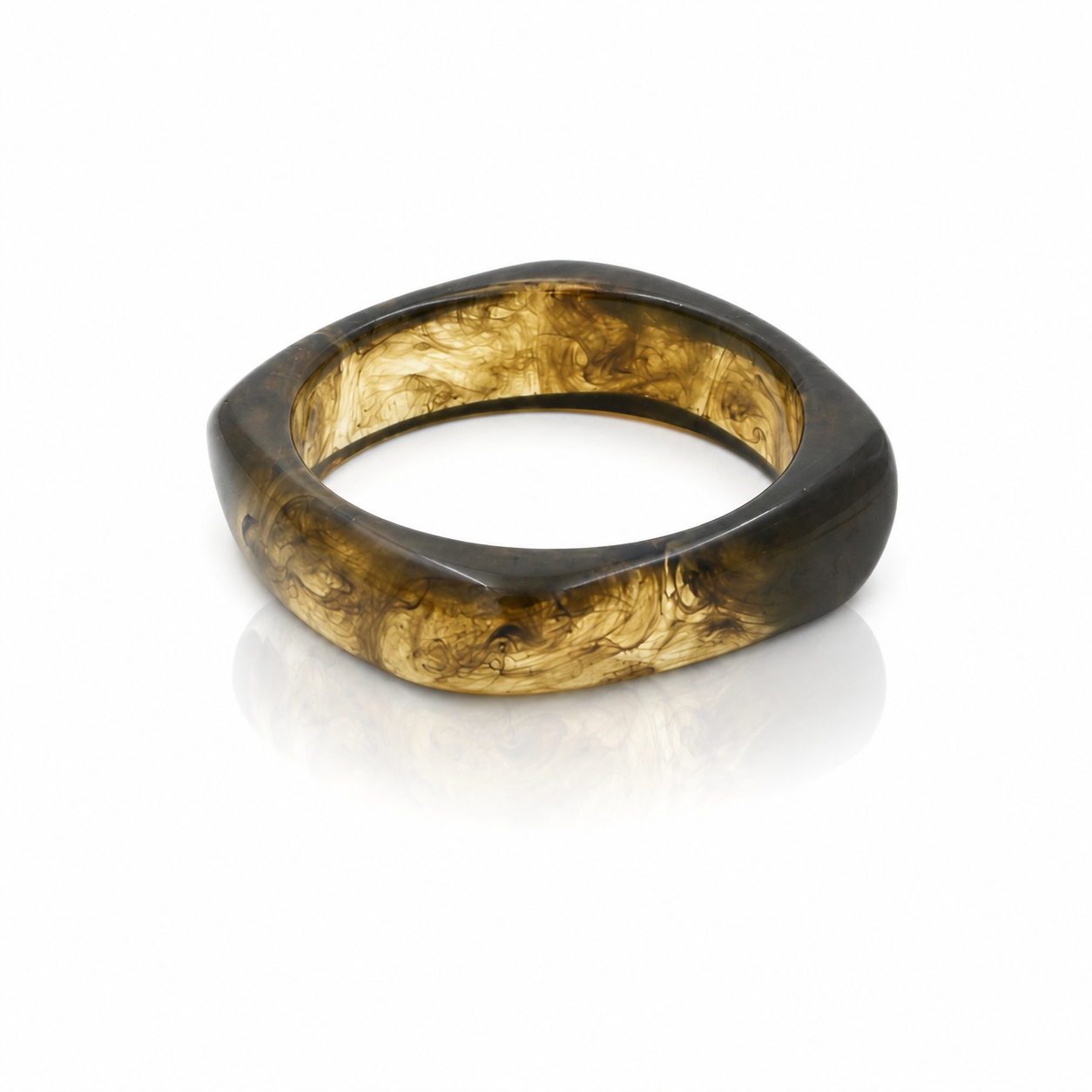 Smoky Amber Irregular Resin Bangle Bracelet for Women