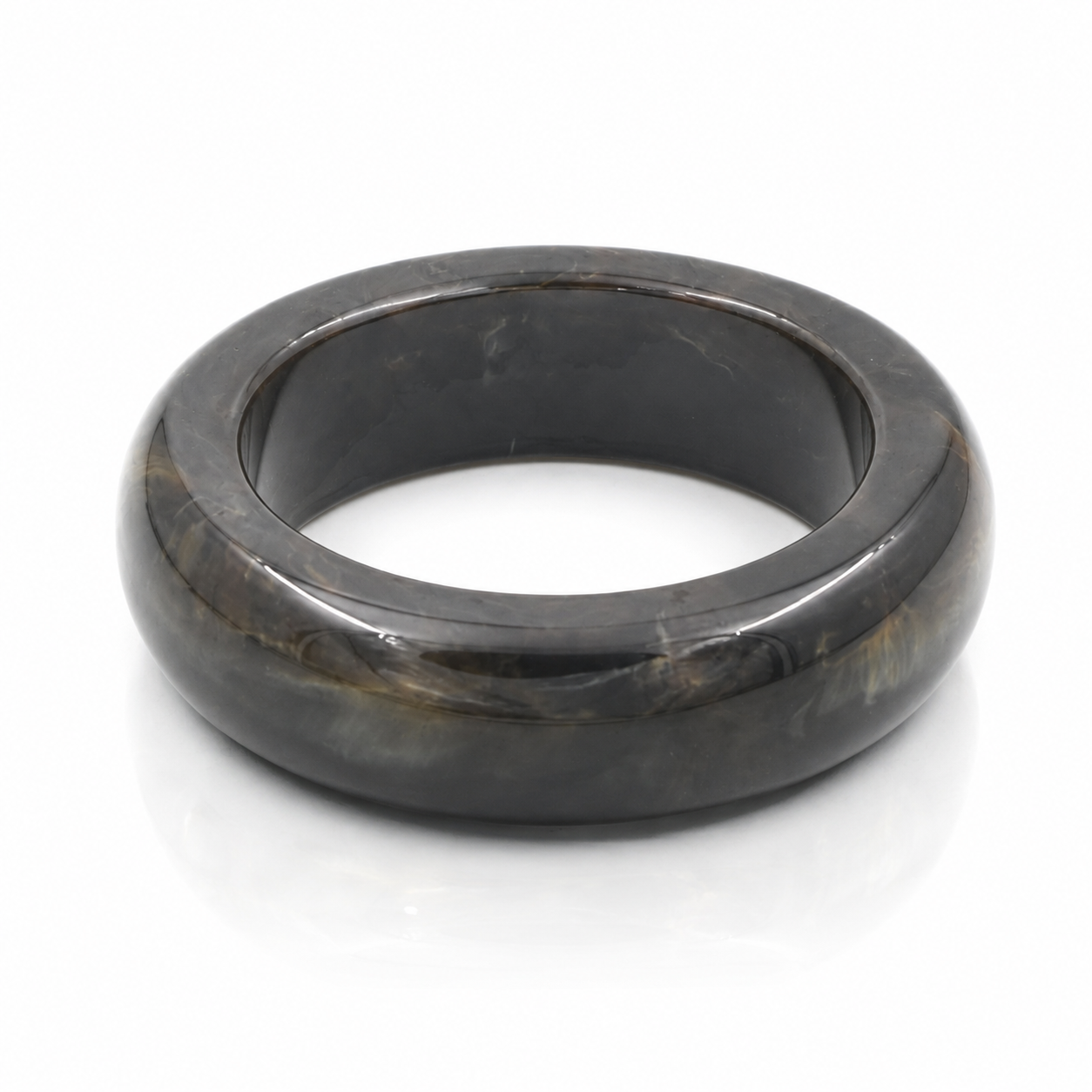 Smoky Grey Rounded Resin Bangle Bracelet for Women