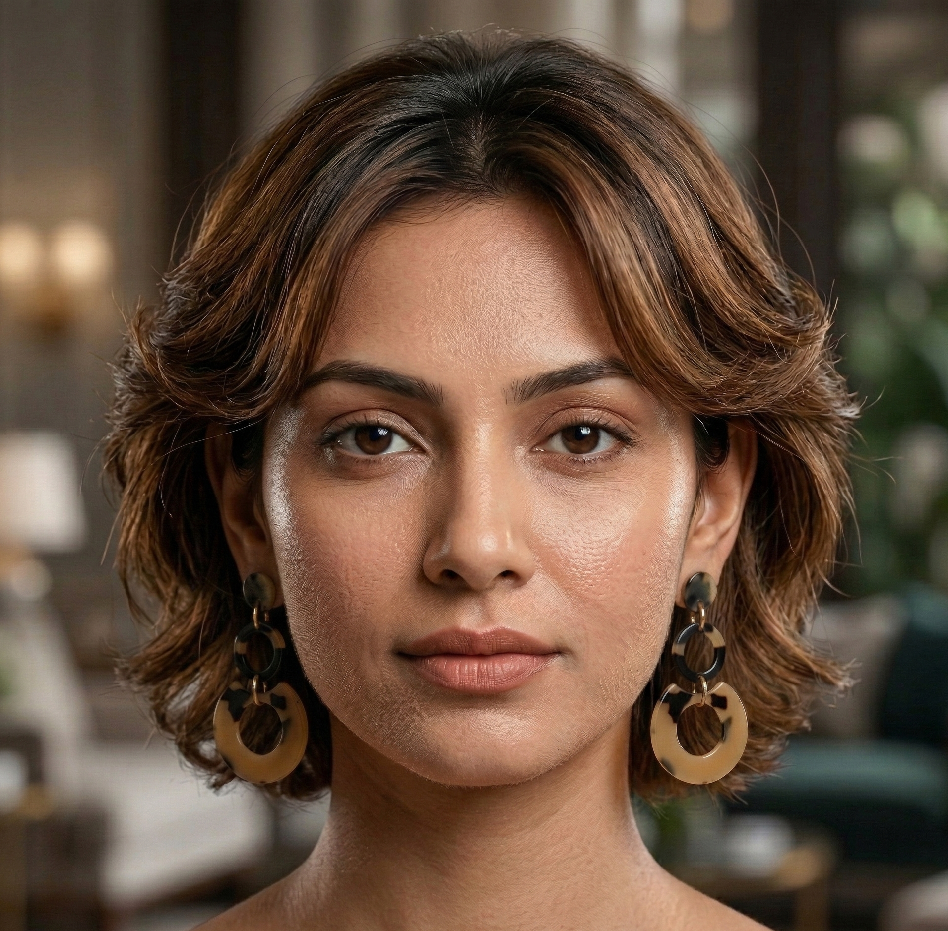 Tortoise Acetate Circle Drop Earrings