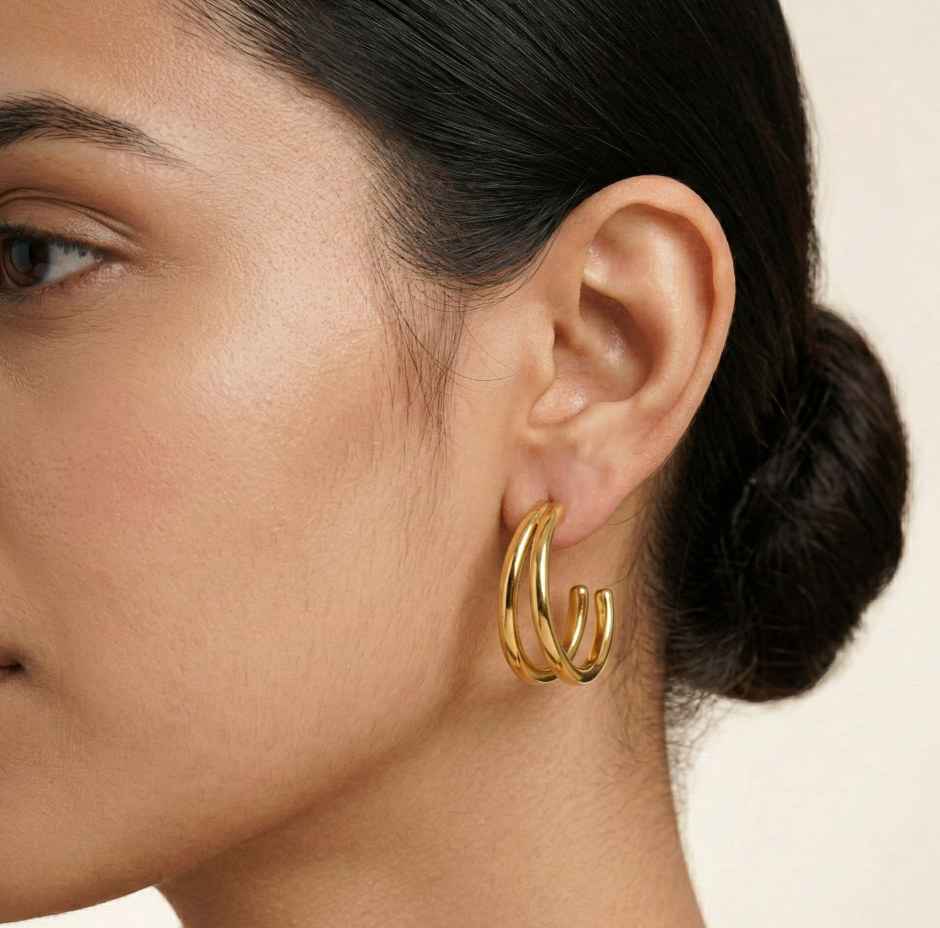 Double Curve Stud Earrings in 316L Stainless Steel with Gold PVD IP Plating