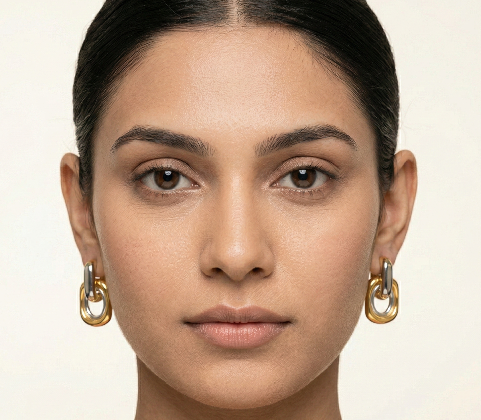 Chunky Two Tone Geometric Stud Earrings