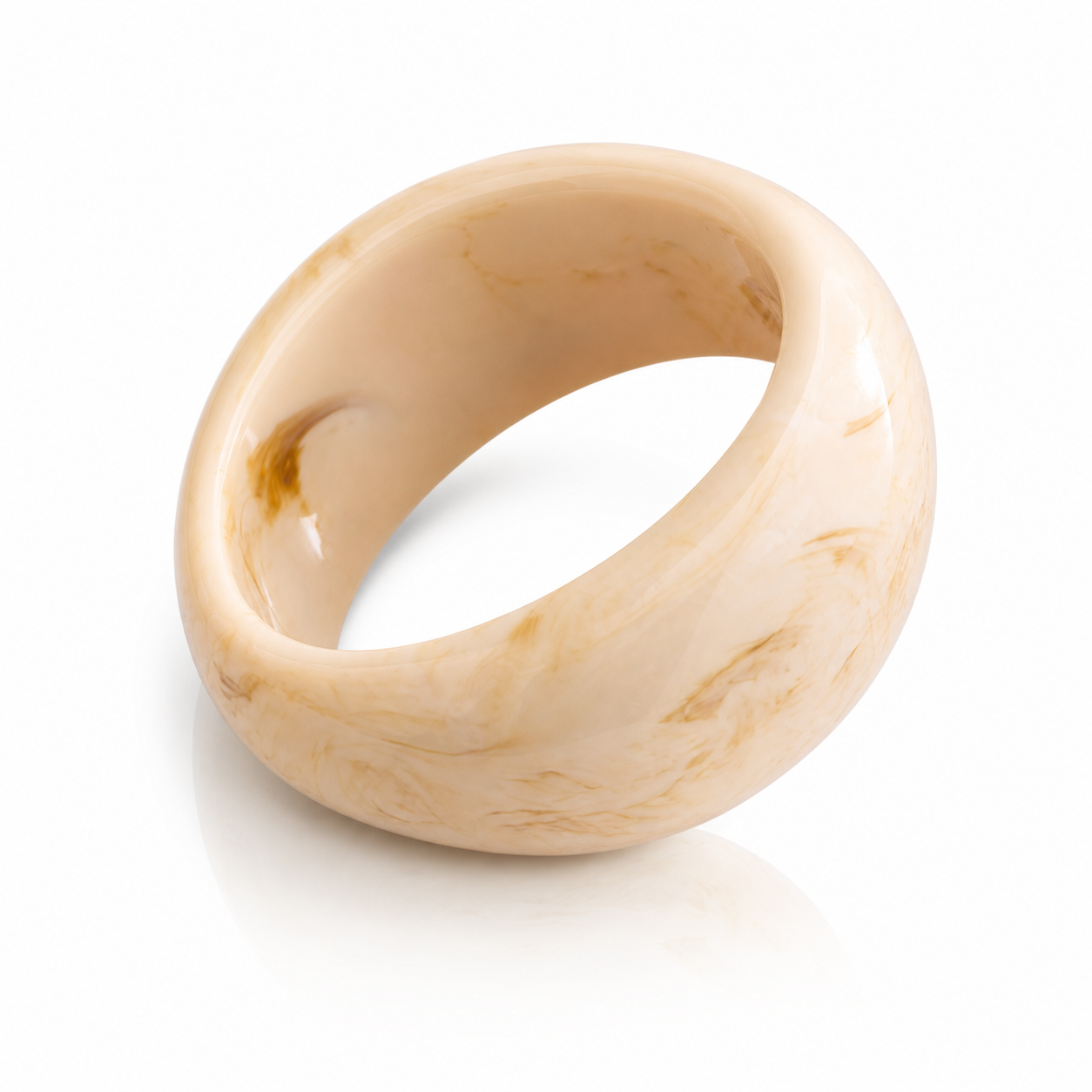 Ivory Swirl Resin Oval Bangle Bracelet for Women