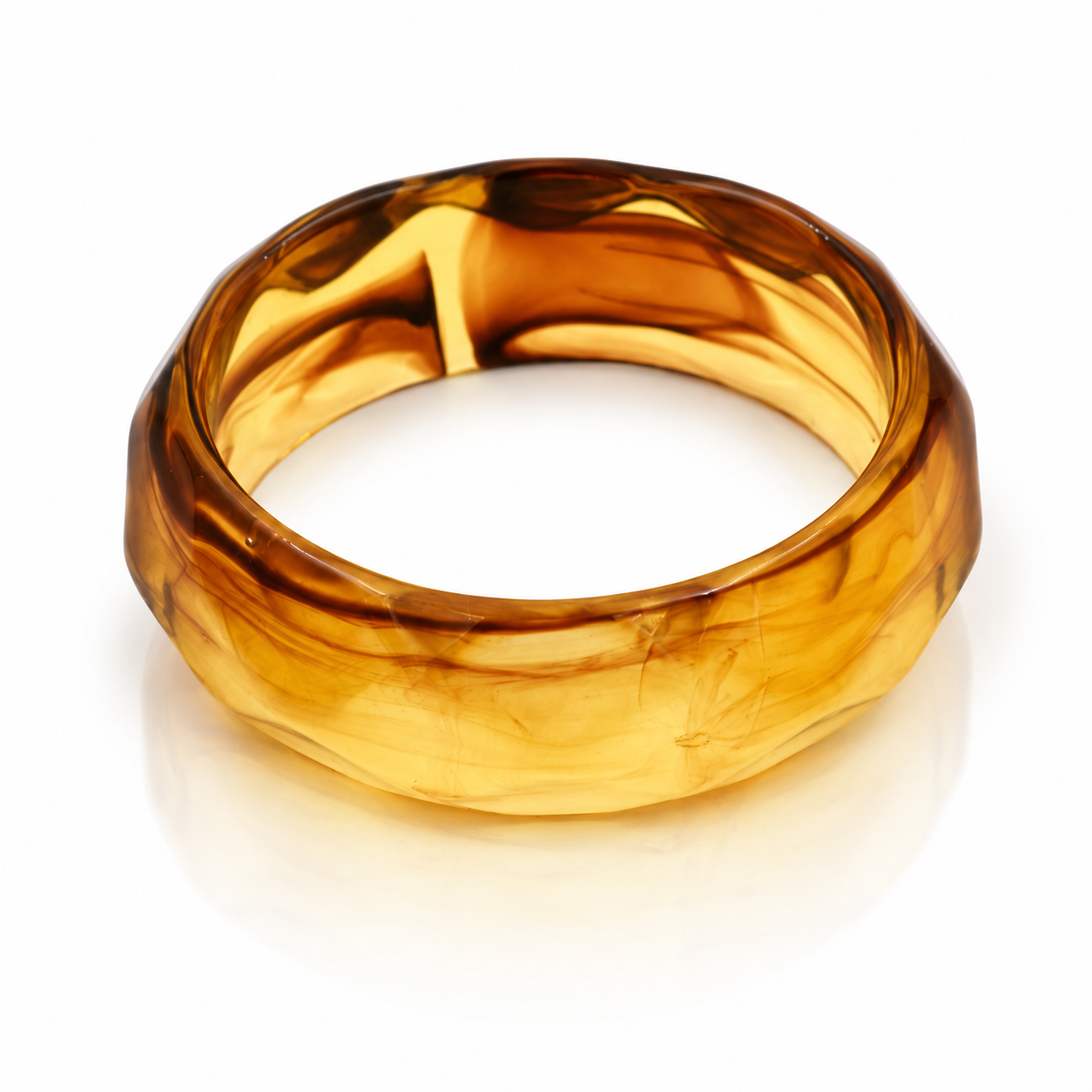 Amber Irregular Wide Resin Bangle Bracelet for Women