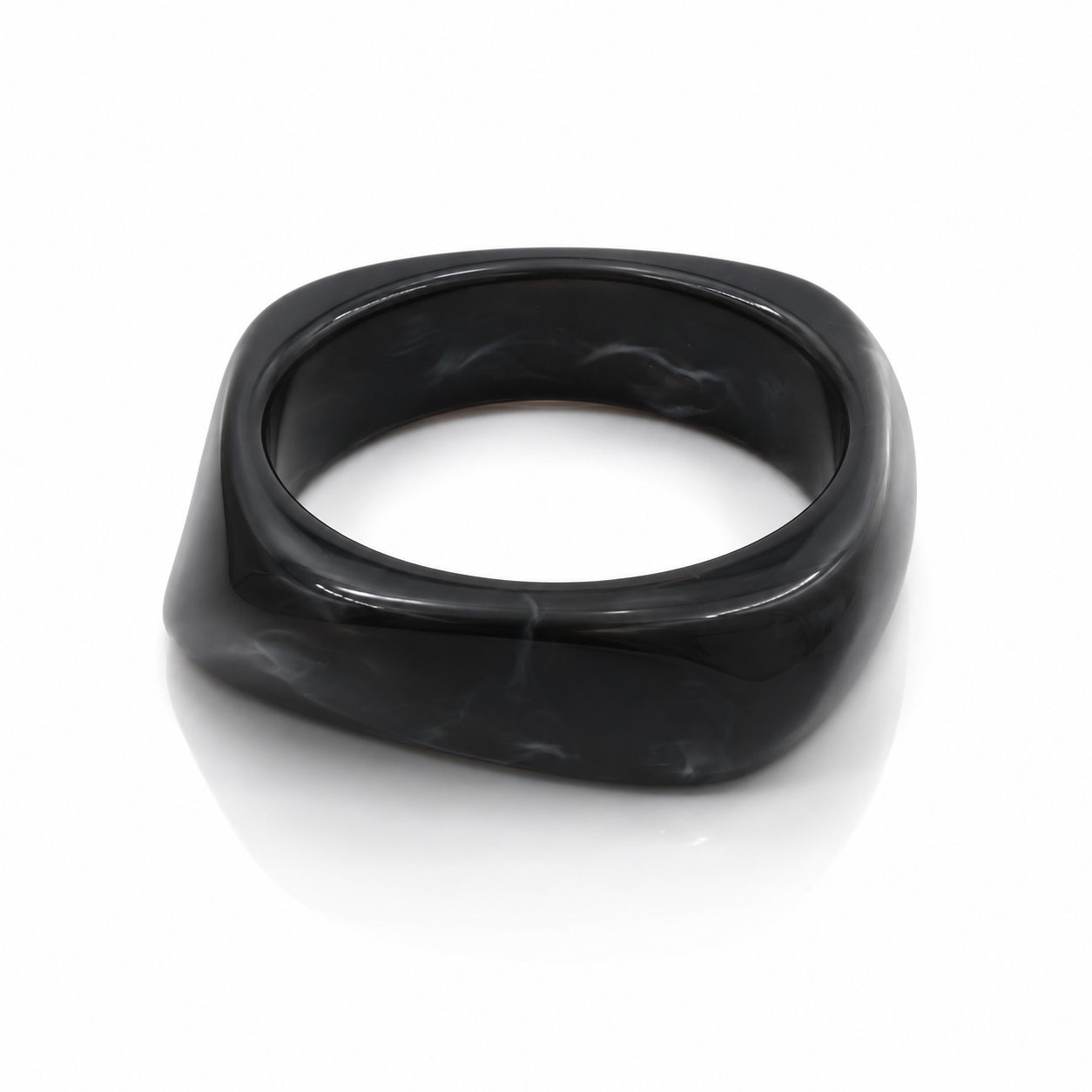 Black Chunky Geometric Resin Bangle Bracelet for Women