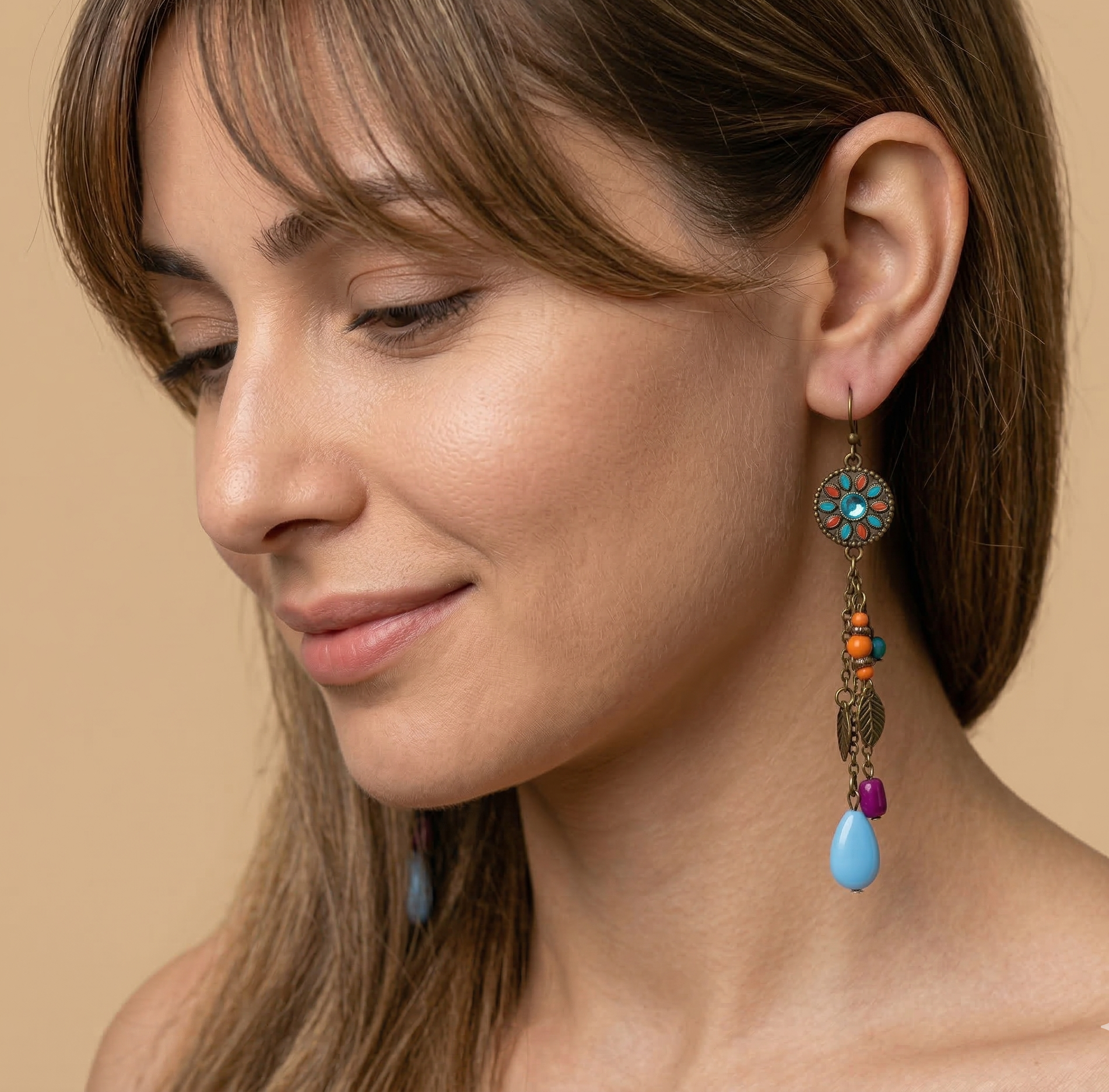Vintage Boho Beaded Drop Earrings