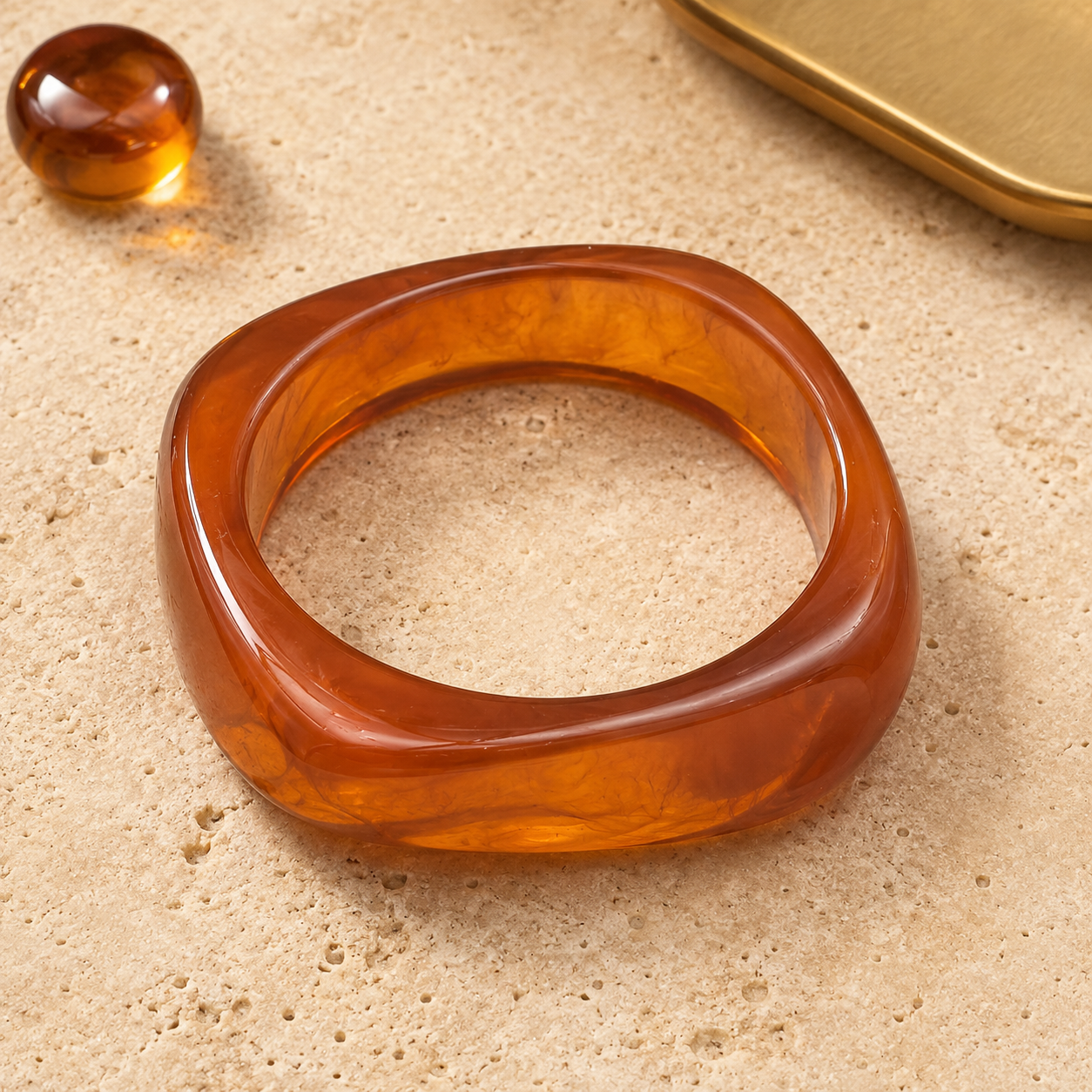 Charcoal Grey Rounded Resin Bangle Bracelet for Women