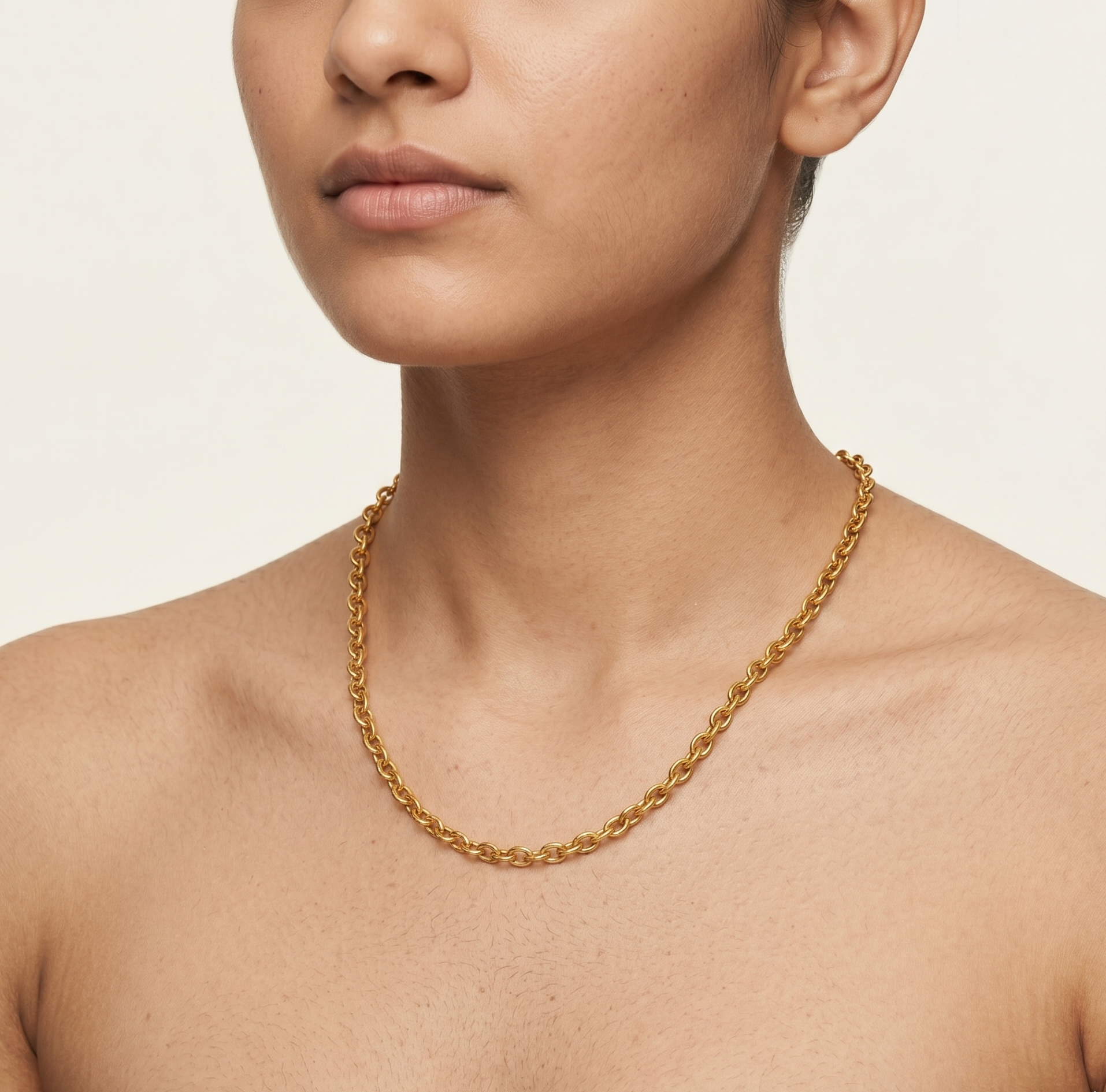 18K Gold Link Chain Necklace for Women – Stainless Steel Cable Chain