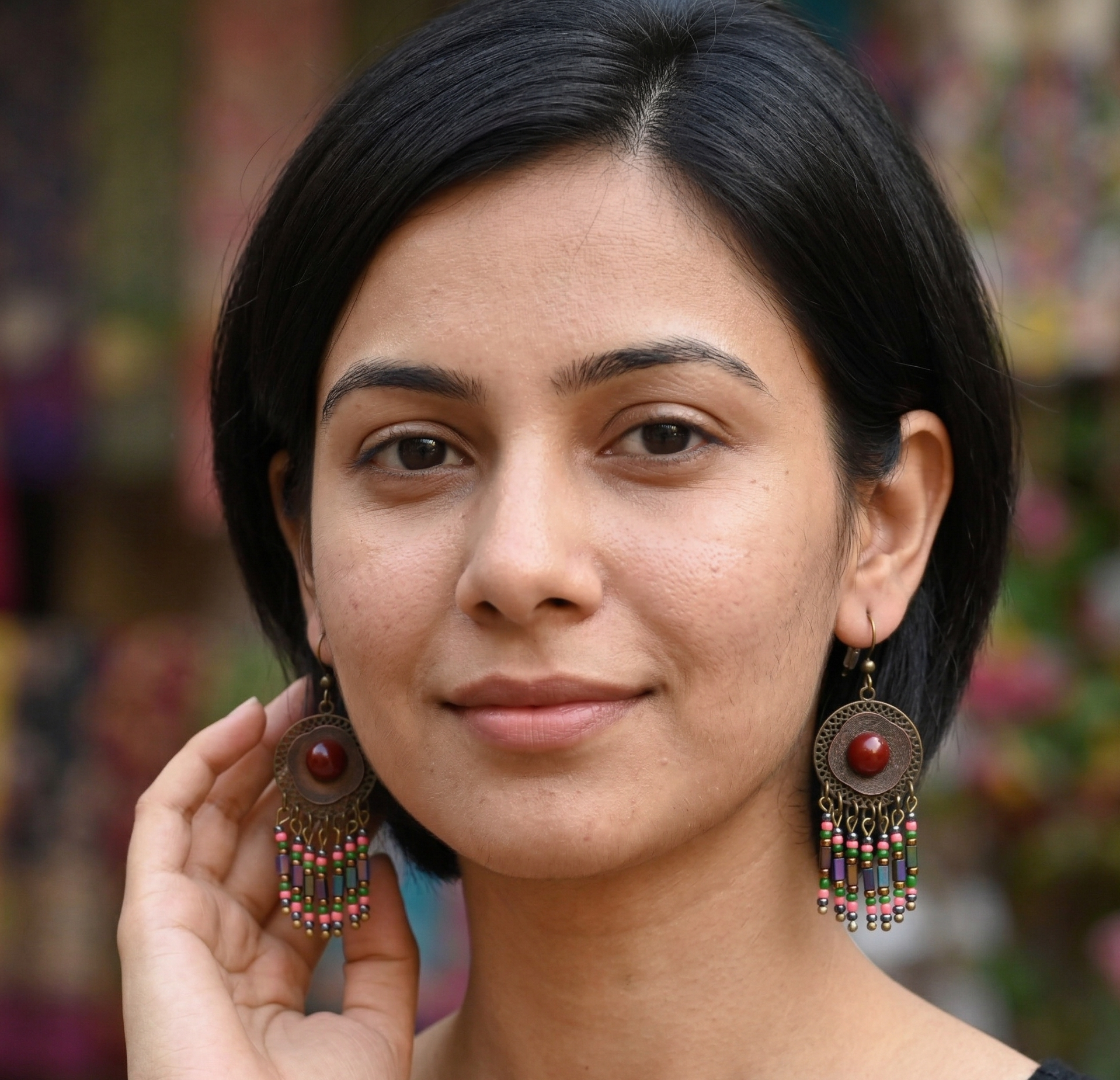Bohemia Vintage Beaded Dangle Earrings Antique Alloy Resin