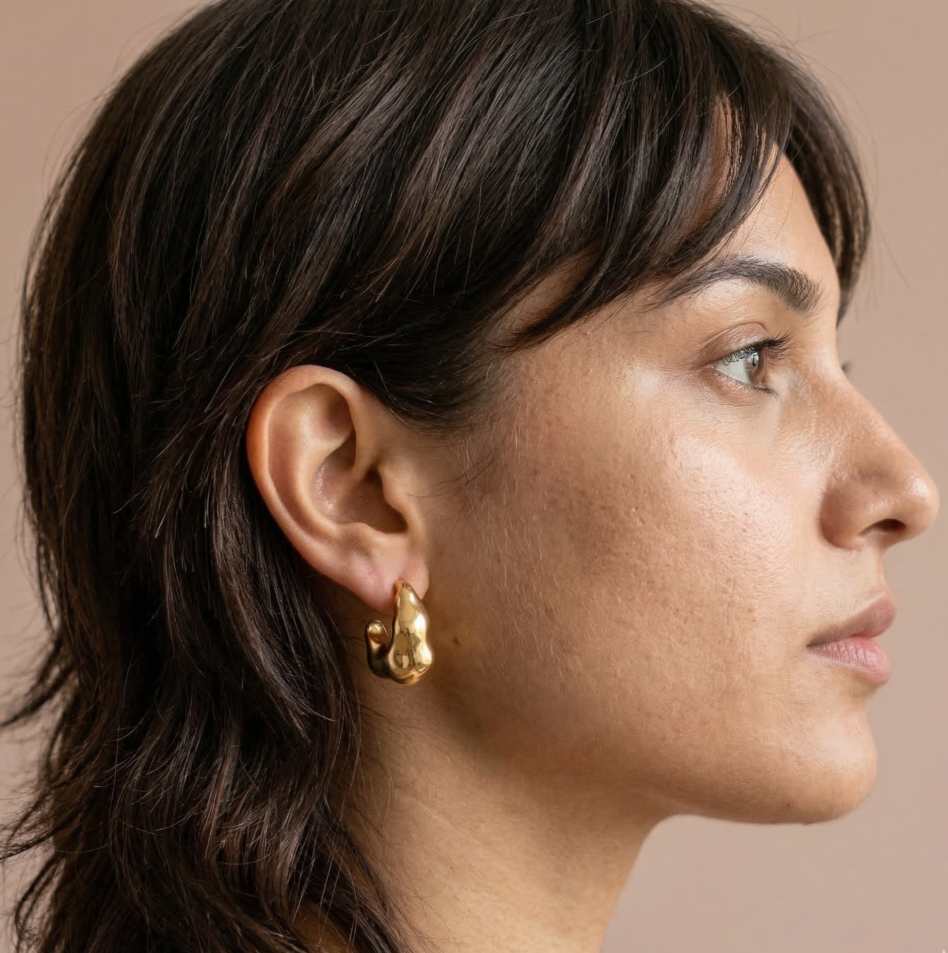 Irregular Molten Stud Earrings in 316L Stainless Steel with Gold PVD IP Plating
