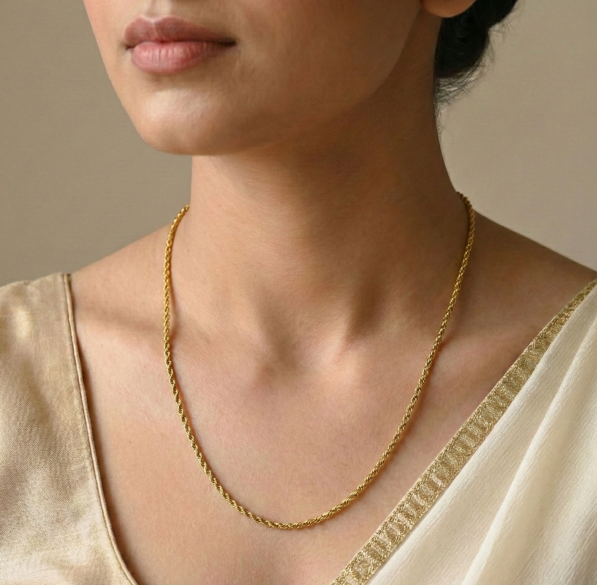 18K Gold Twist Rope Chain Necklac