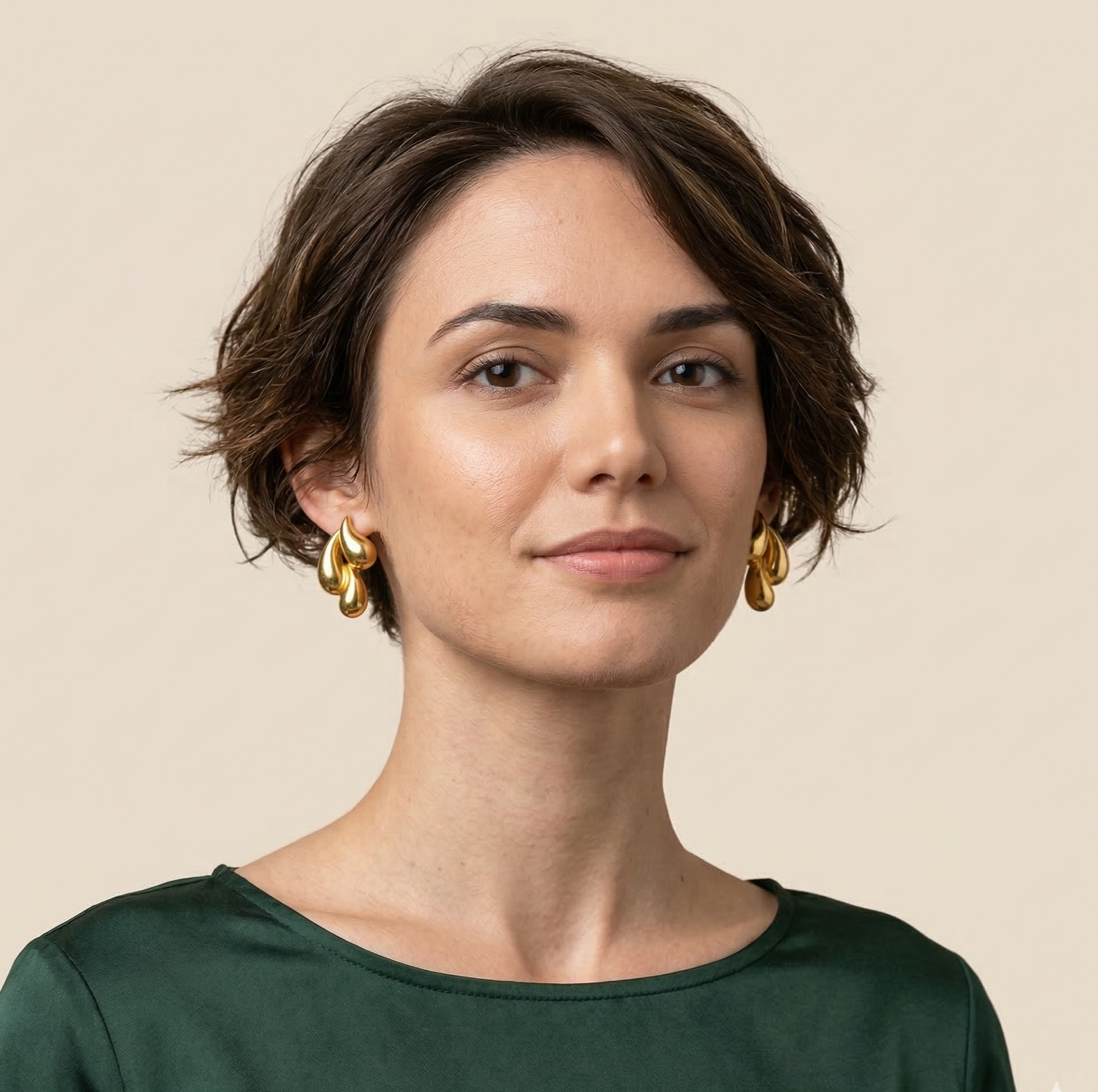 18K Gold Plated Water Drop Stud Earrings in 316L Stainless Steel