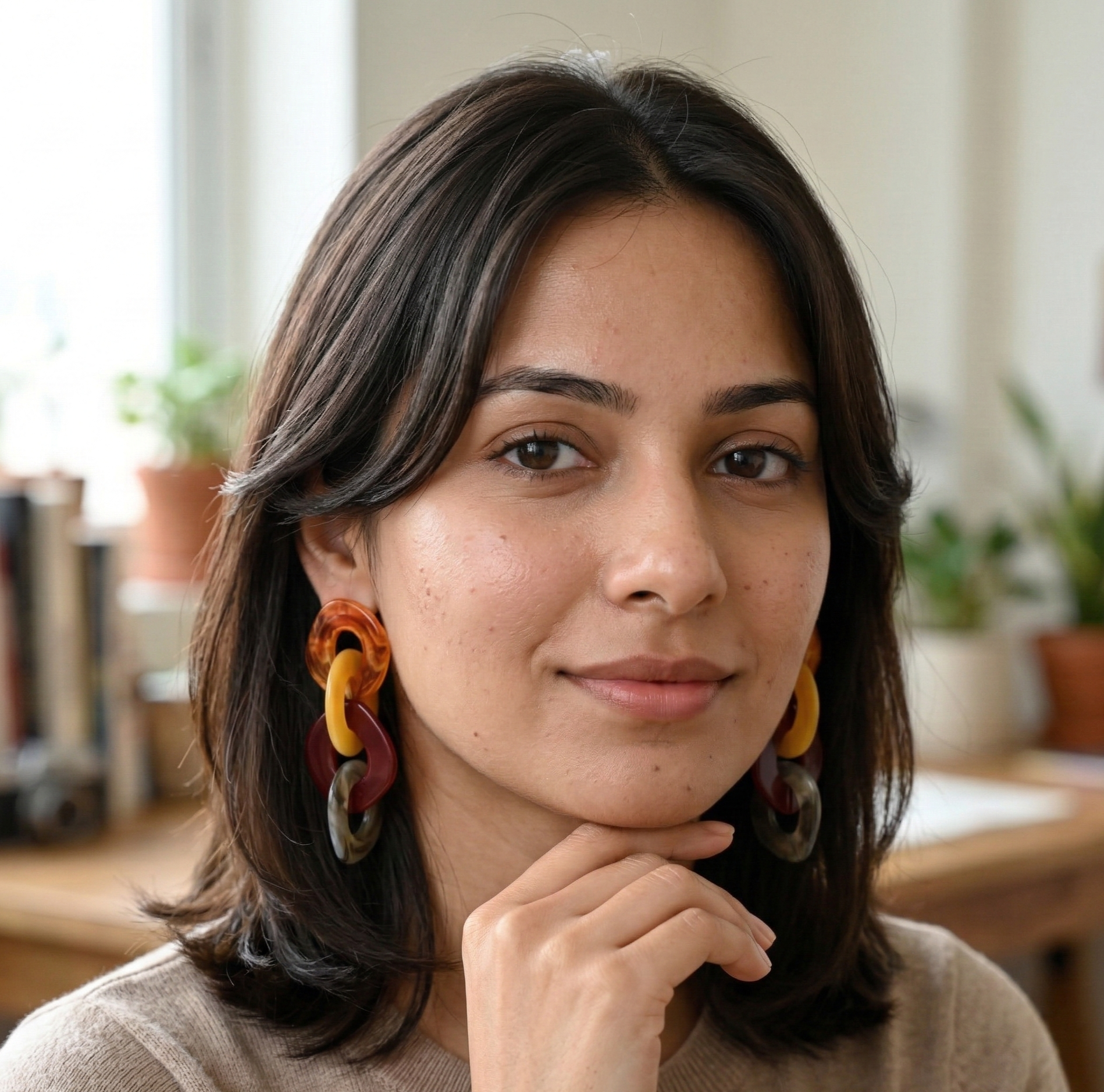 Multicolor Resin Chain Link Drop Earrings