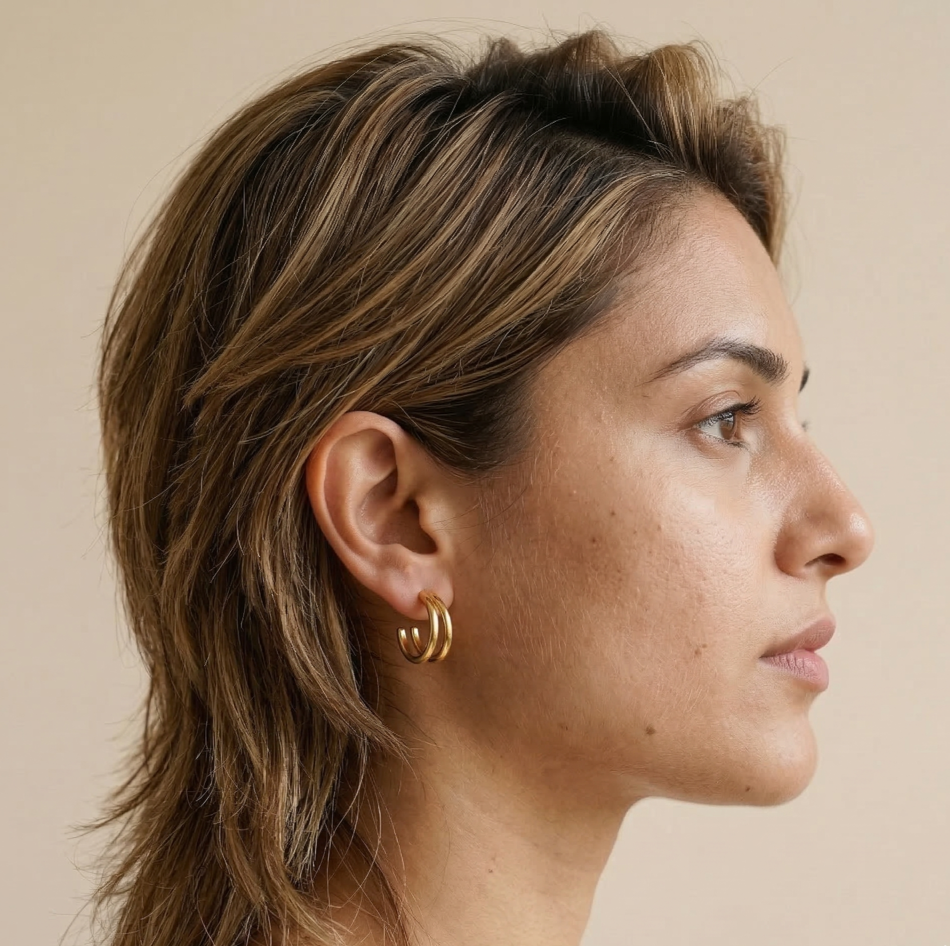 Double Curve Stud Earrings in 316L Stainless Steel with Gold PVD IP Plating