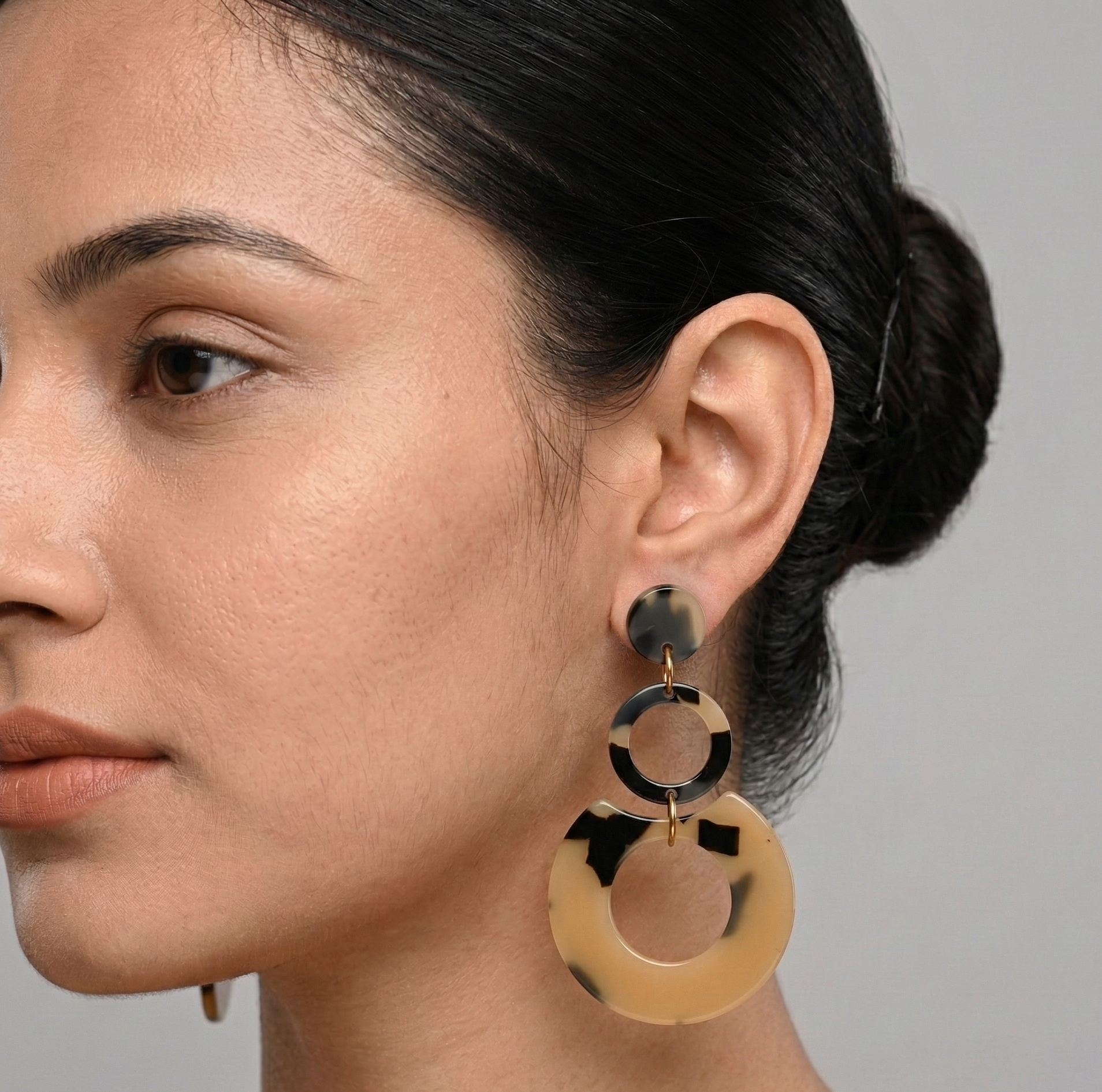 Tortoise Acetate Circle Drop Earrings