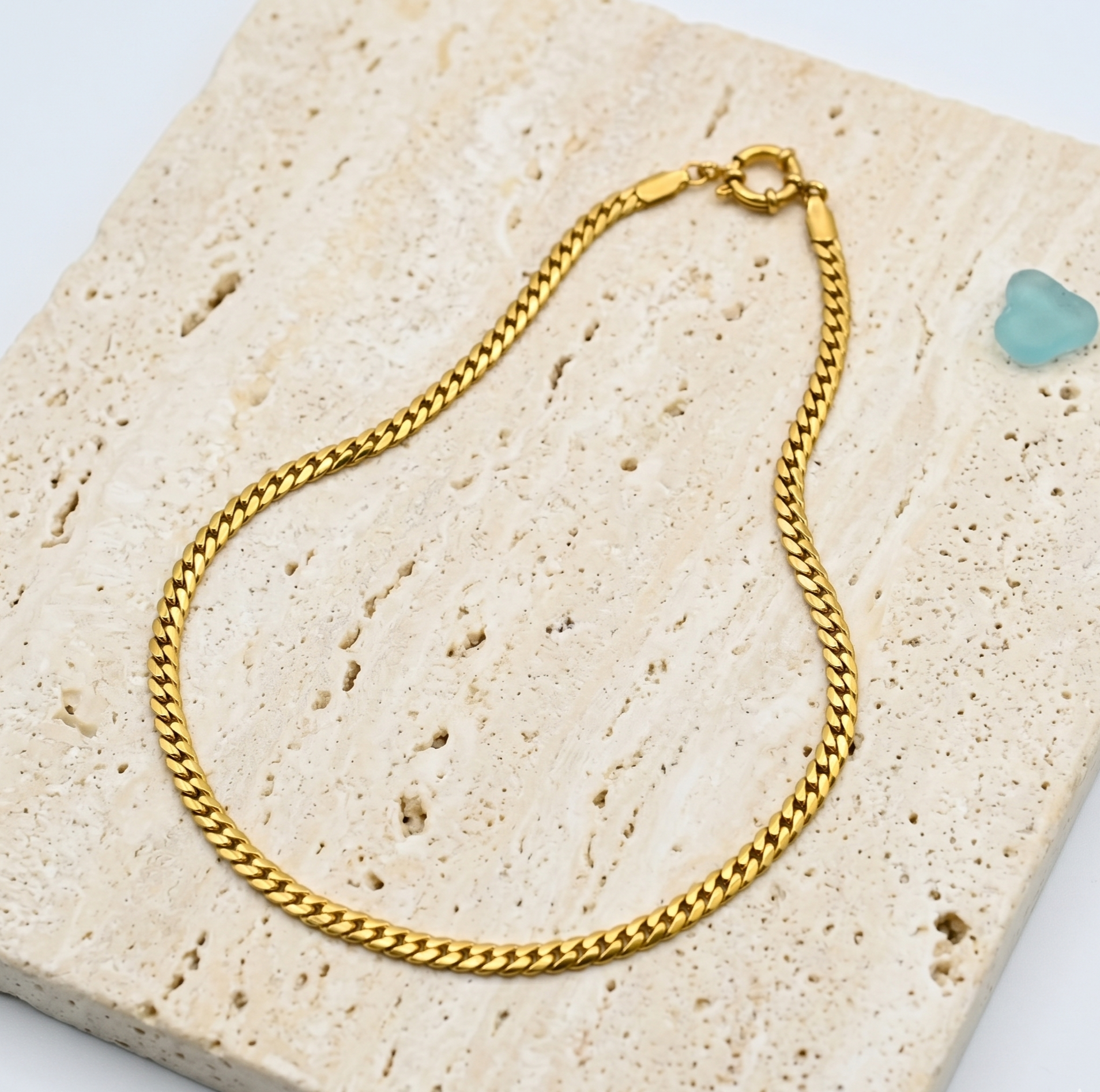 18K Gold Cuban Link Choker Necklace for Women – Minimalist Stainless Steel Chain