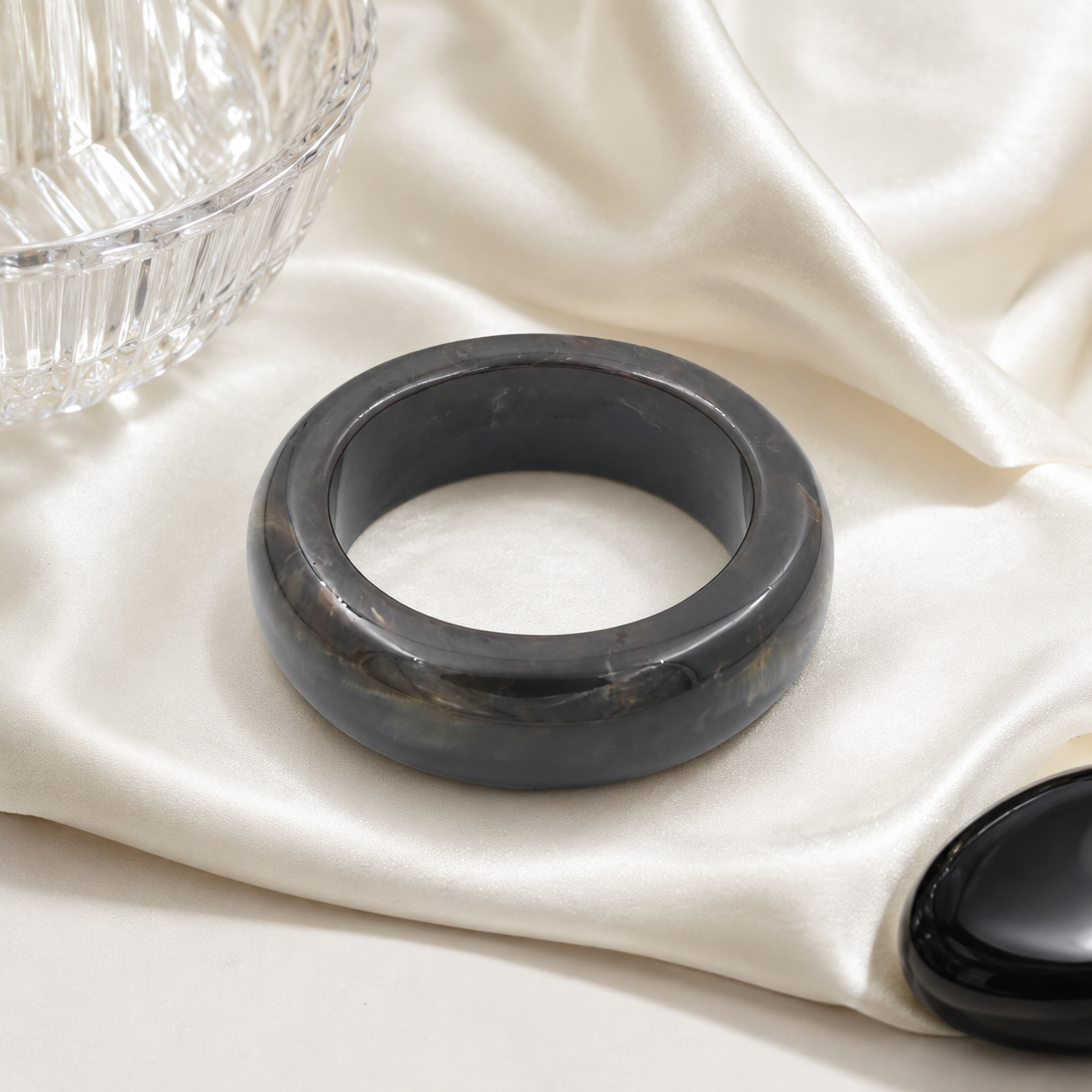 Smoky Grey Rounded Resin Bangle Bracelet for Women