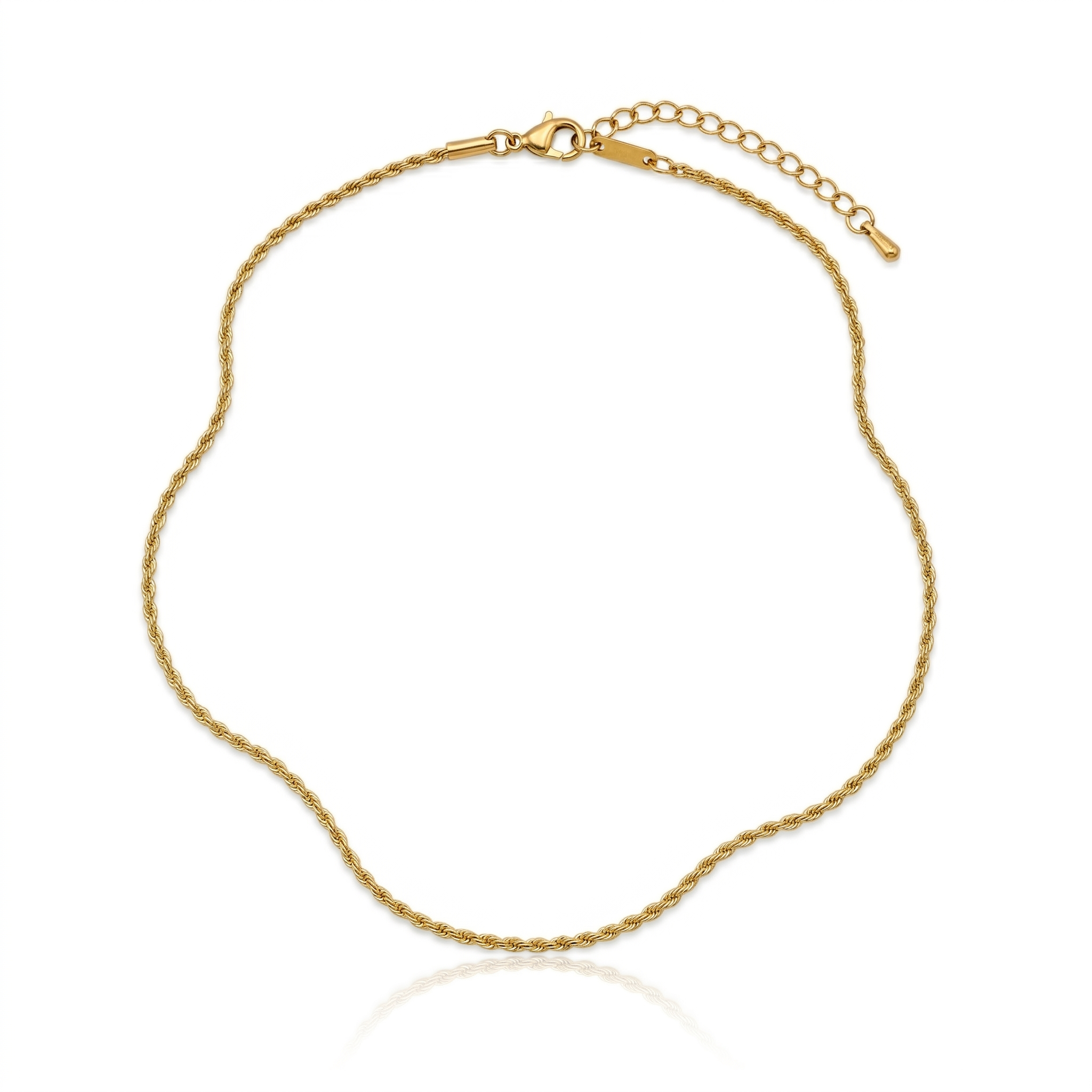 18K Gold Rope Chain Necklace for Women – Twisted Stainless Steel Chain