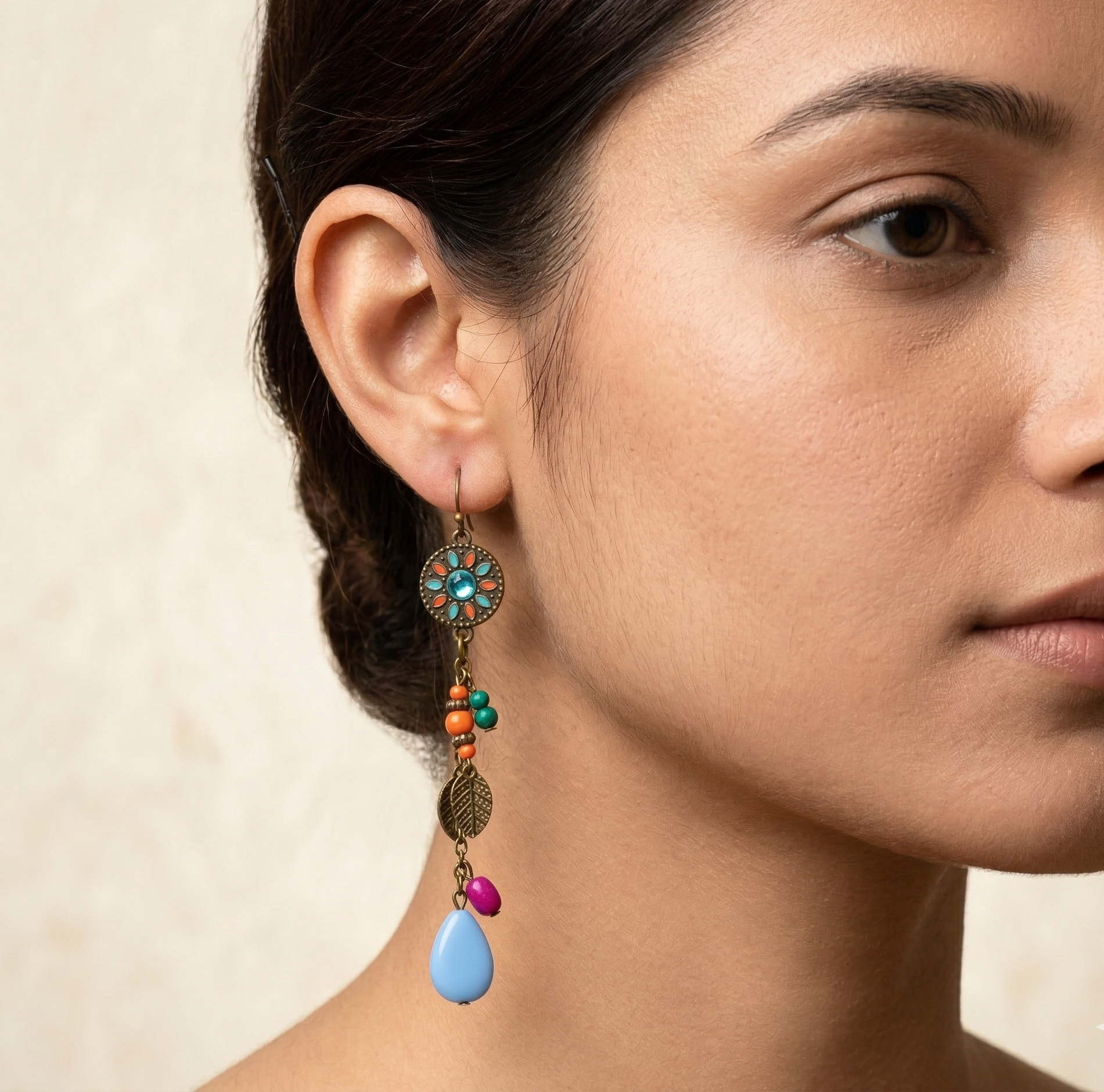 Vintage Boho Beaded Drop Earrings