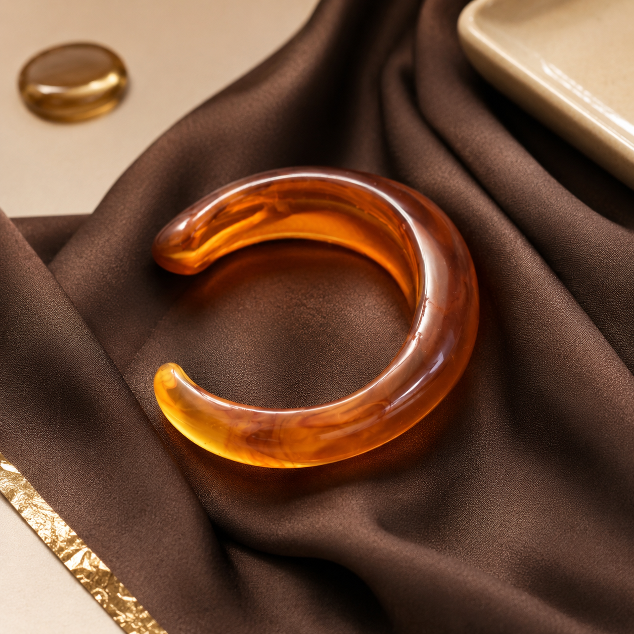 Amber Open Resin Cuff Bracelet for Women