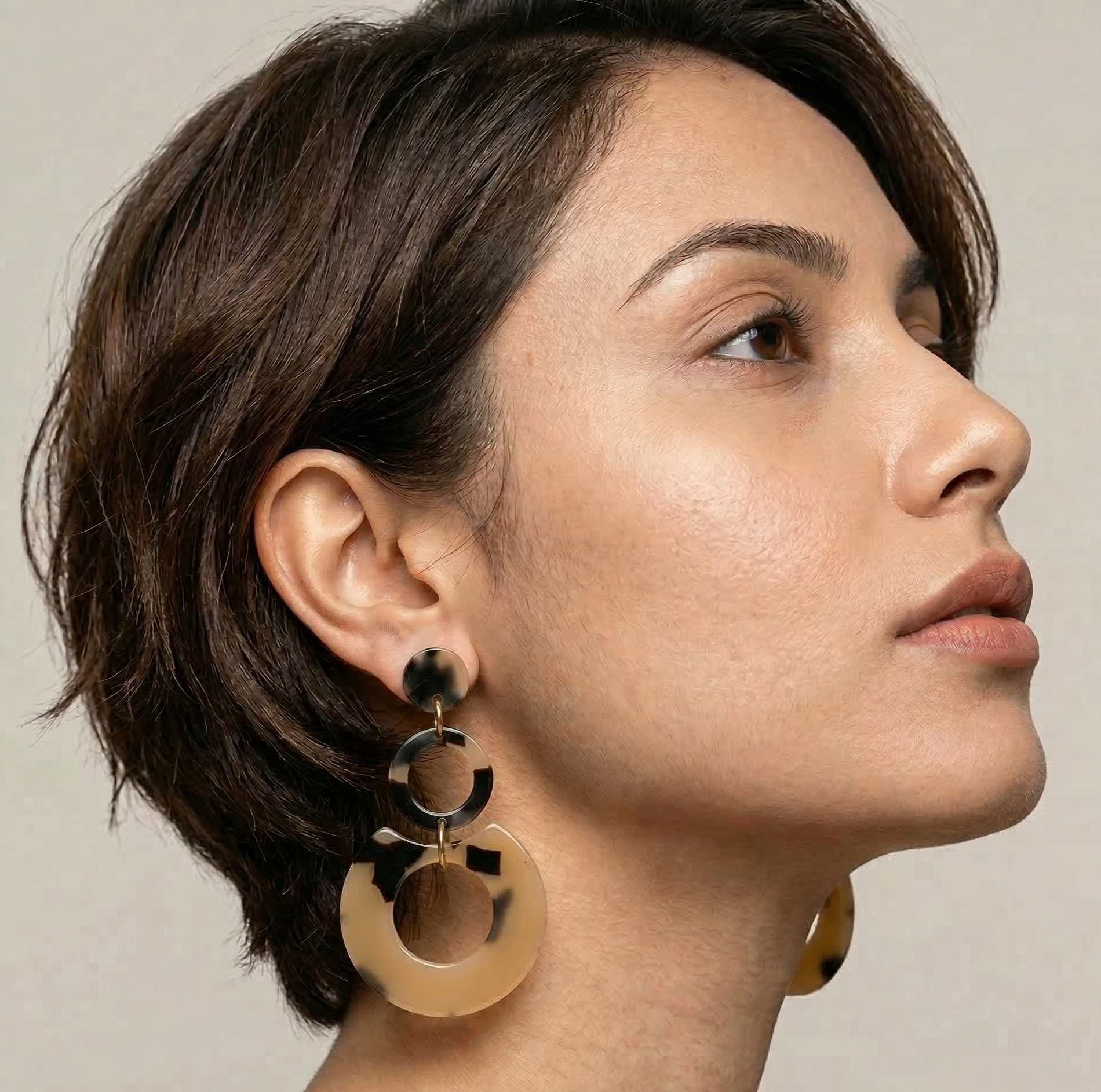 Tortoise Acetate Circle Drop Earrings