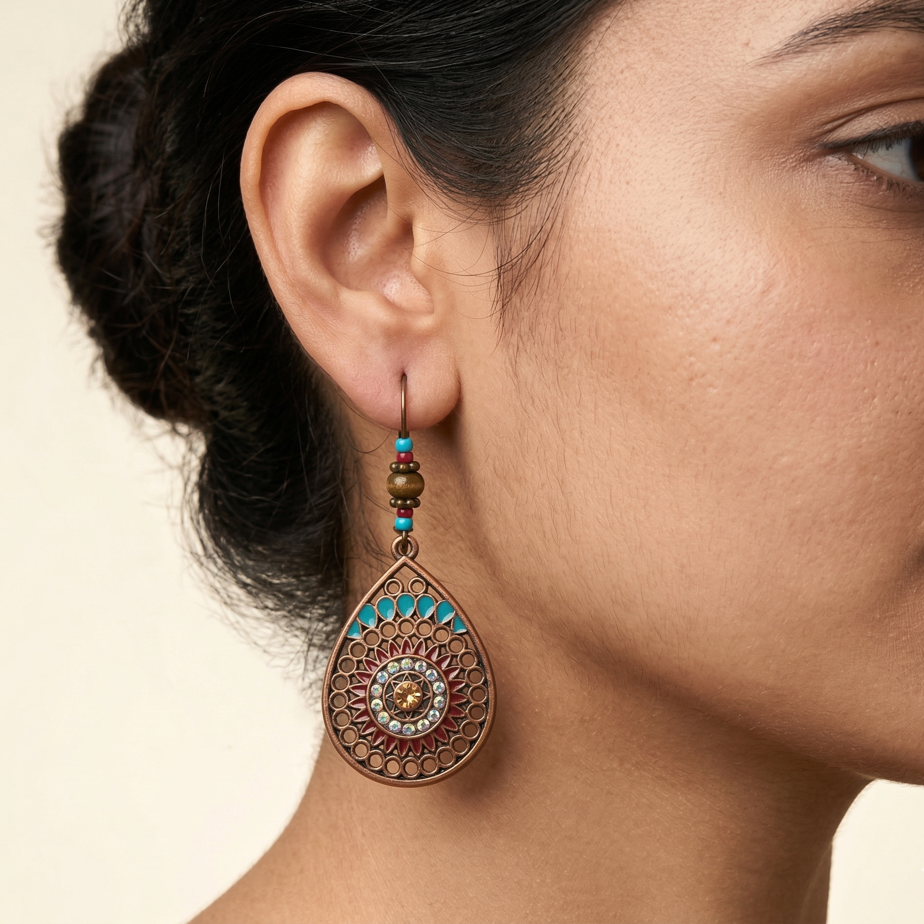 Vintage Boho Teardrop Earrings Colorful Alloy Drop Earrings