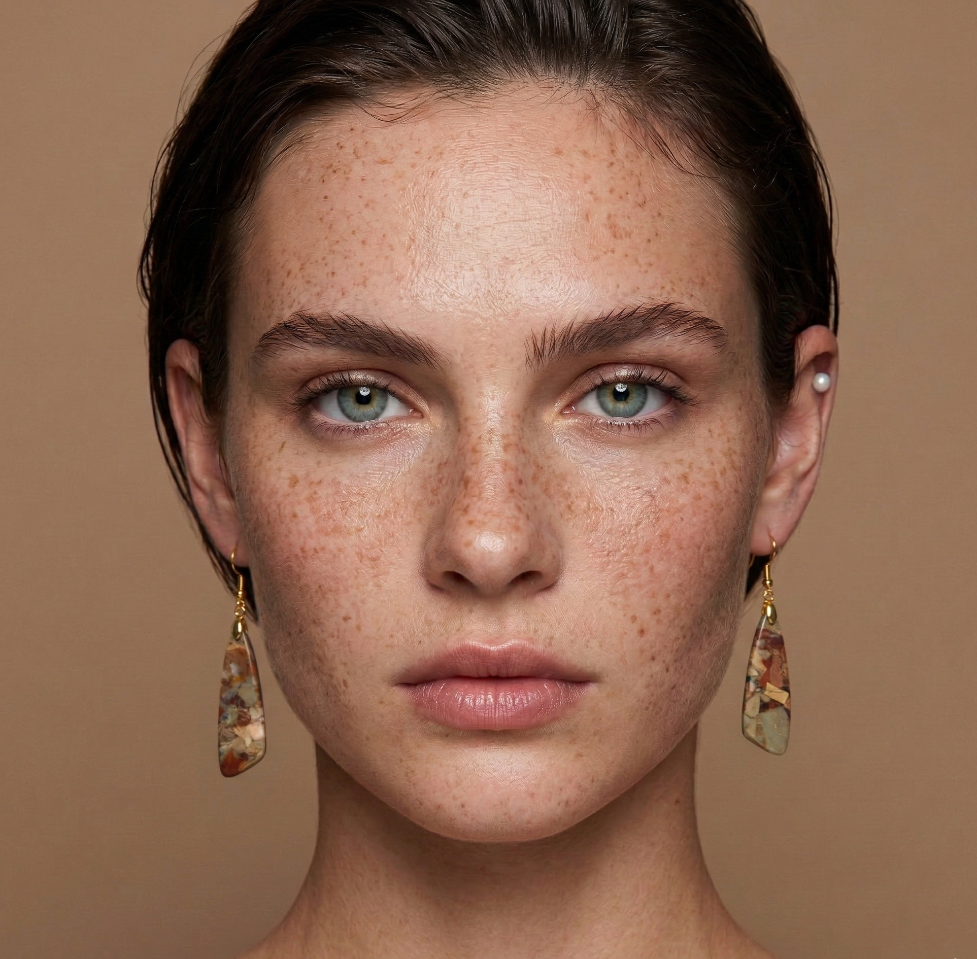 Emperor Stone Drop Earrings Gold Tone Boho Geometric Dangle