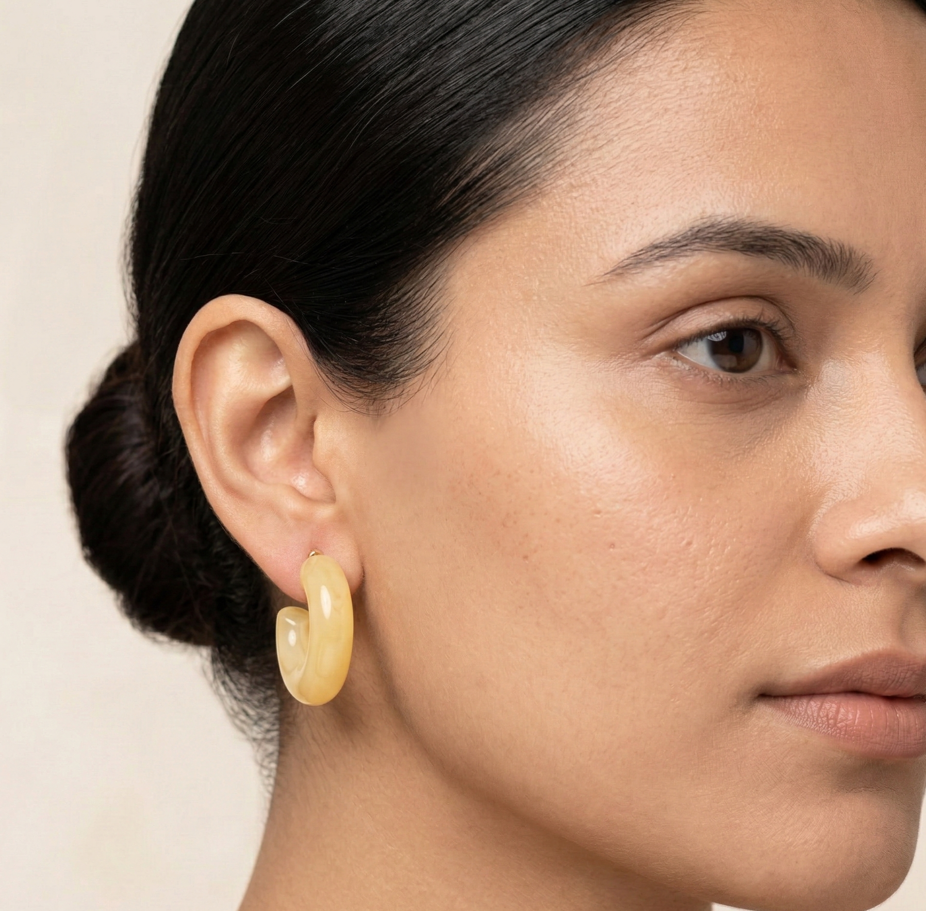 Butter Yellow Resin C Hoop Stud Earrings