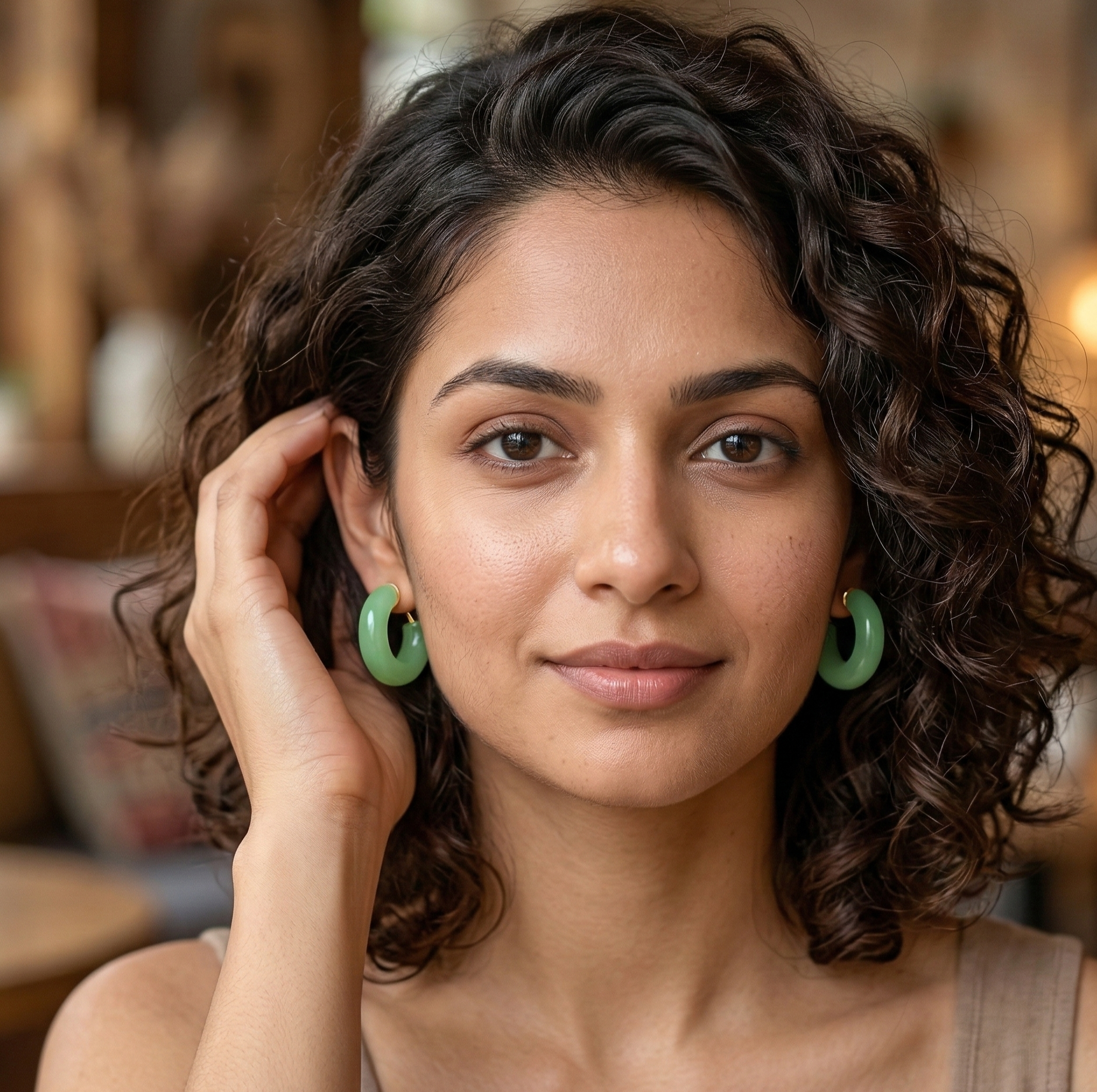 Mint Chubby Open Hoop Earrings