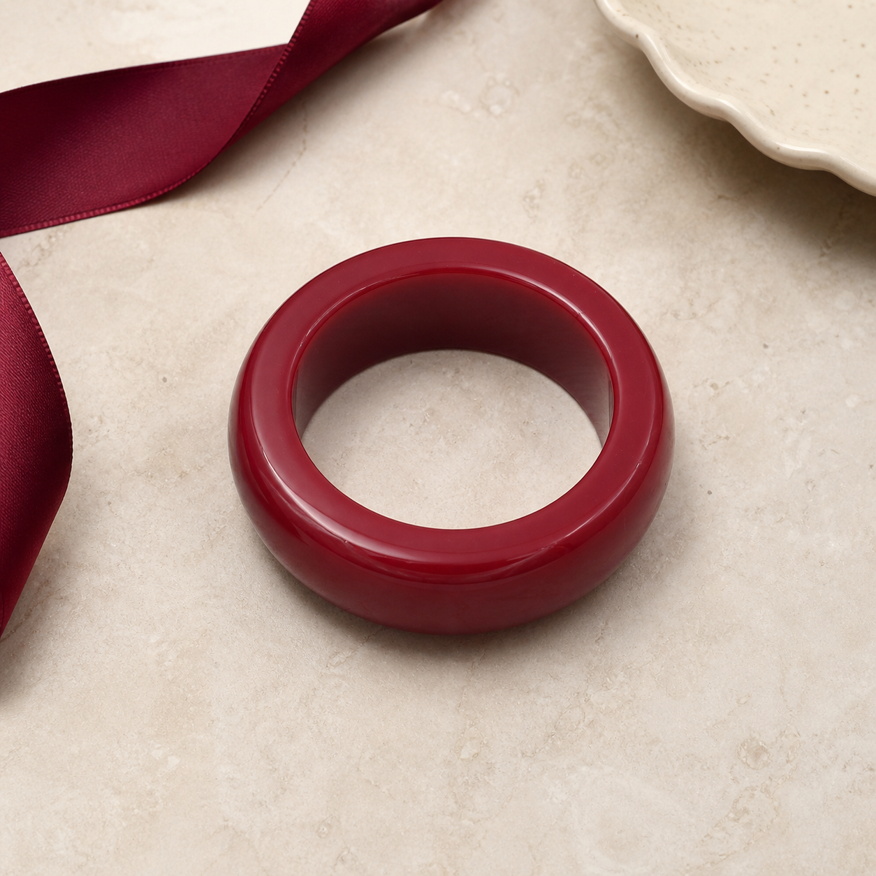 Red Resin Statement Bangle Bracelet for Women