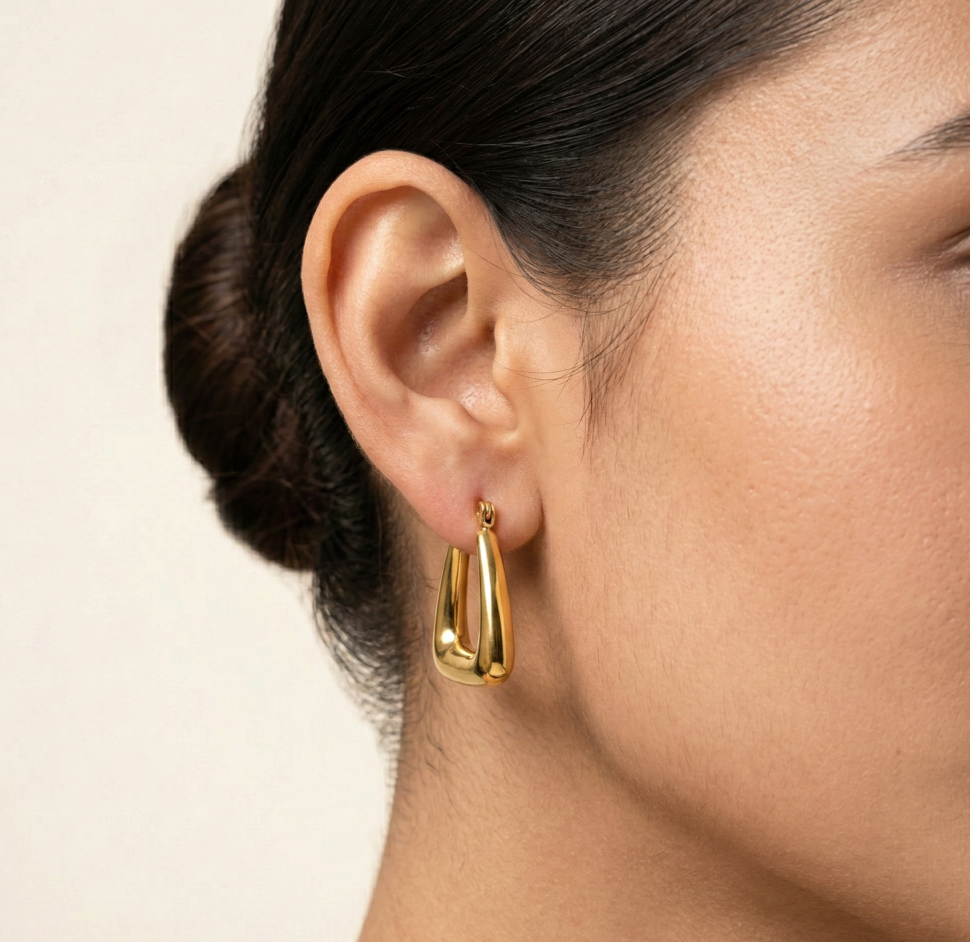18K Gold Plated Geometric Hoop Earrings in 316L Stainless Steel