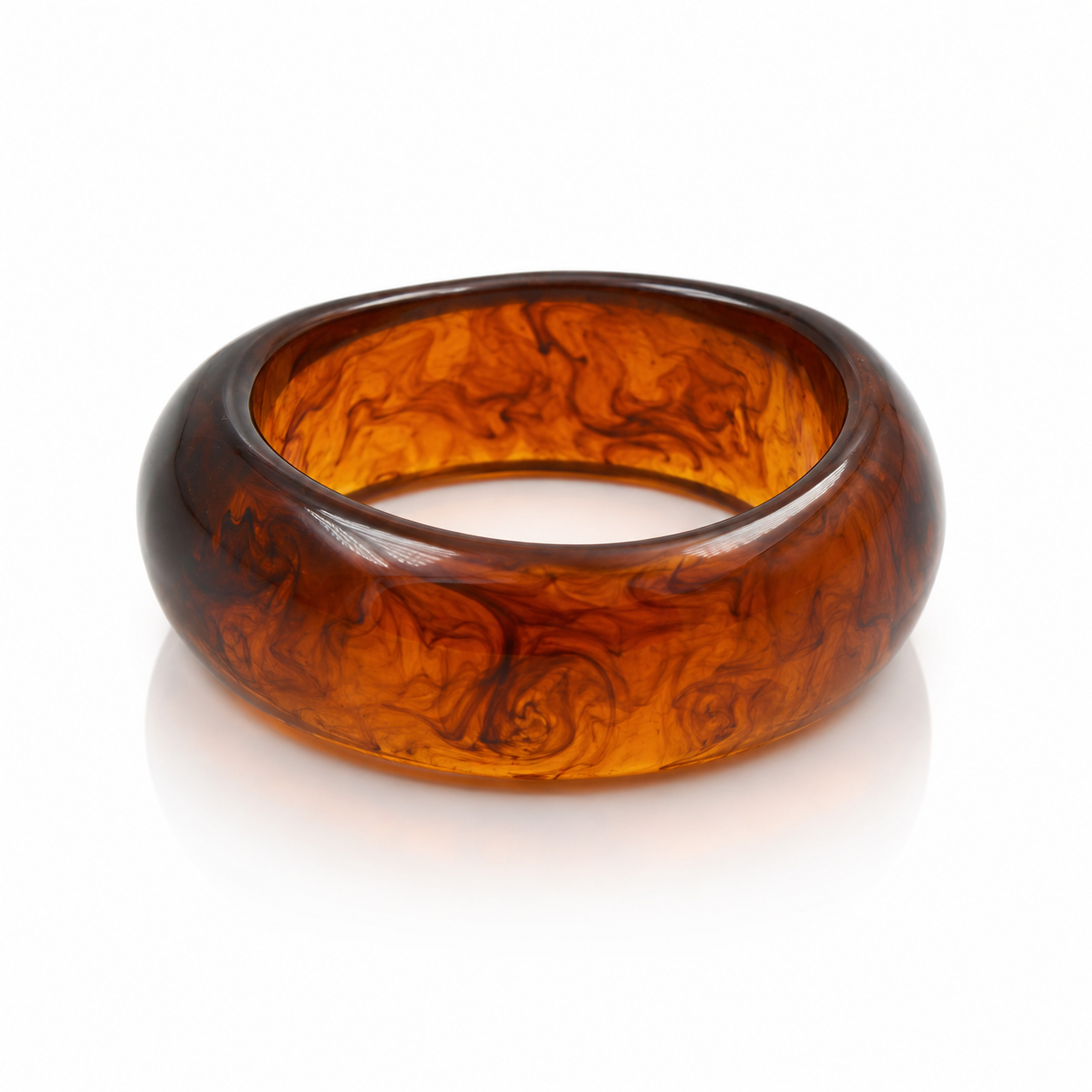 Amber Marbled Chunky Resin Bangle Bracelet for Women