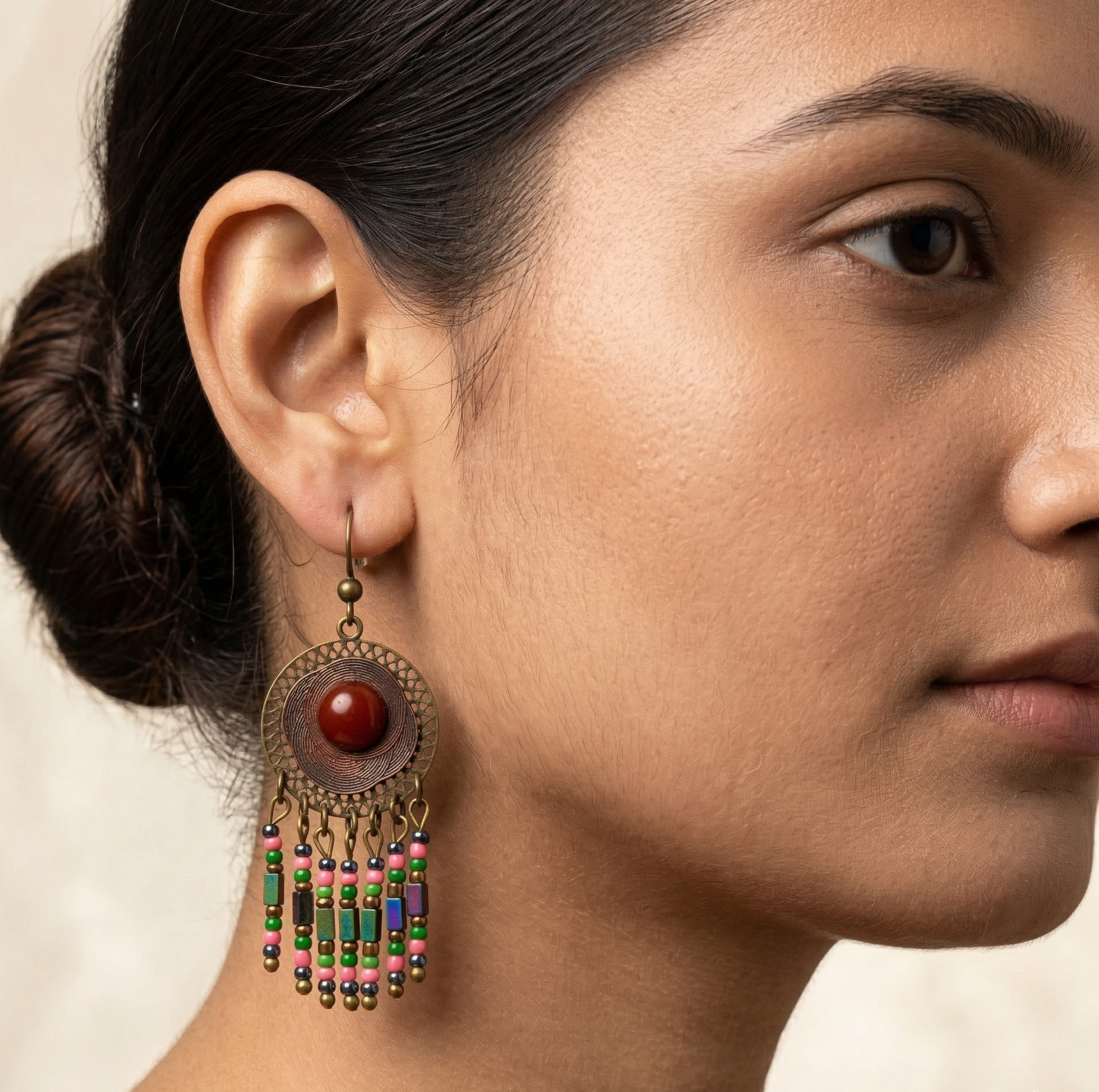 Bohemia Vintage Beaded Dangle Earrings Antique Alloy Resin