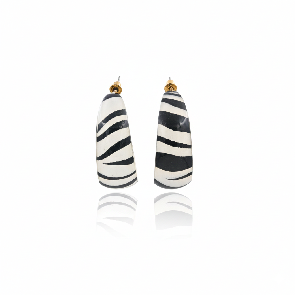 Zebra Pattern C Shape Hoop Earrings