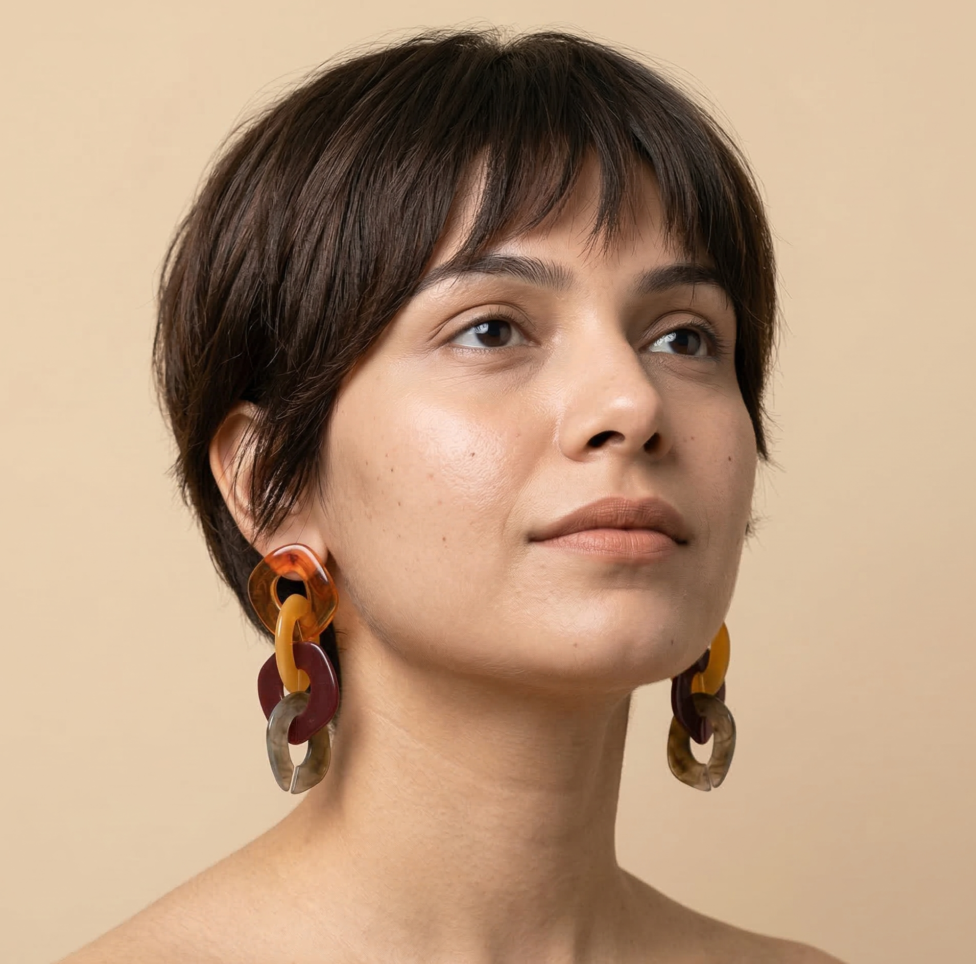 Multicolor Resin Chain Link Drop Earrings