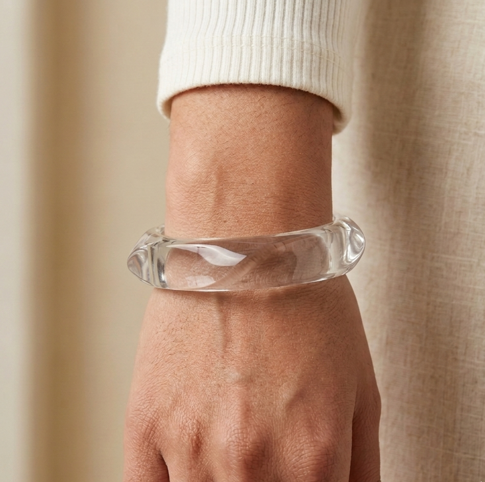 Clear Geometric Acrylic Resin Bangle Bracelet for Women