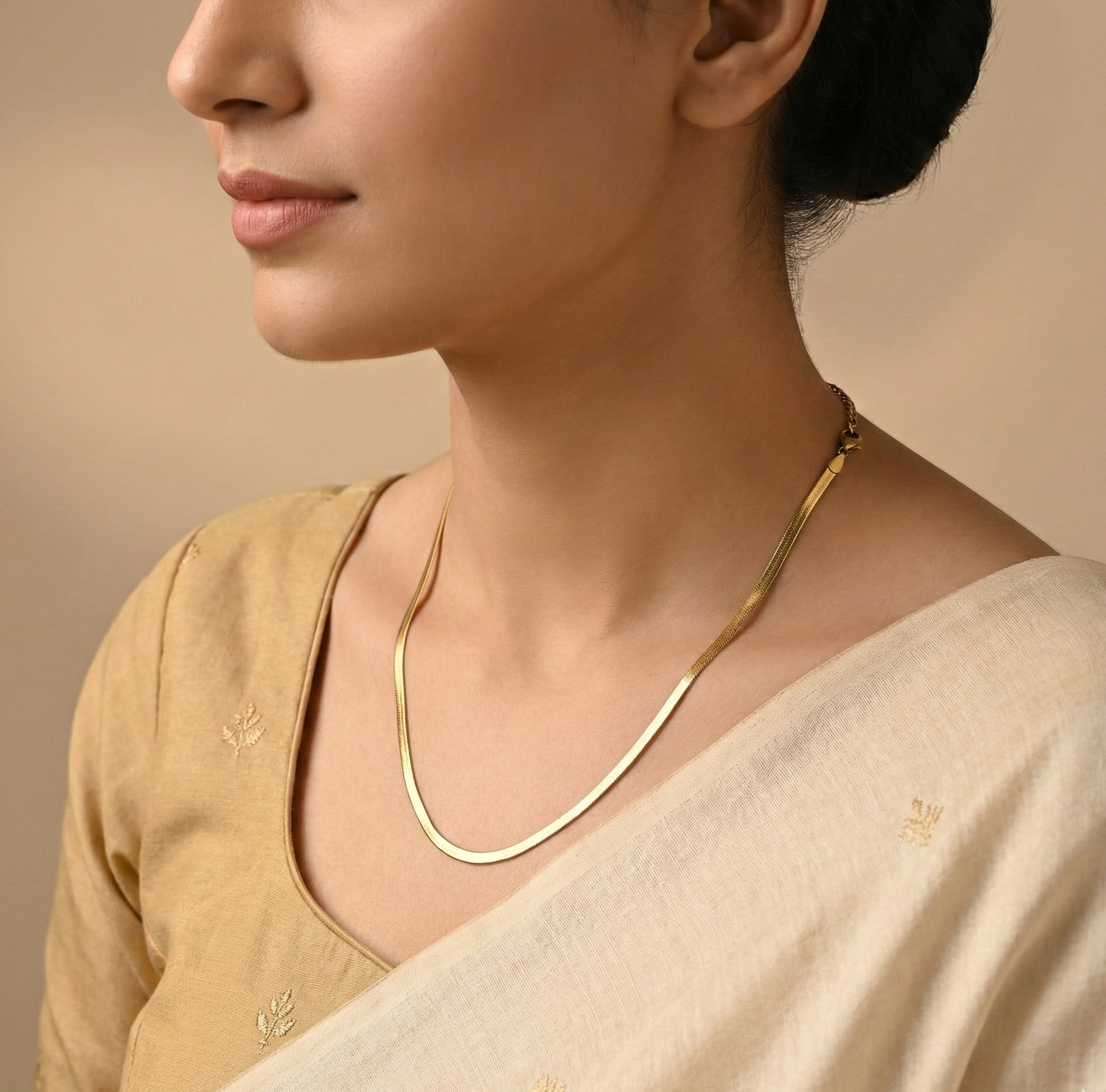 18K Gold Snake Chain Necklace – Minimalist Stainless Steel Chain