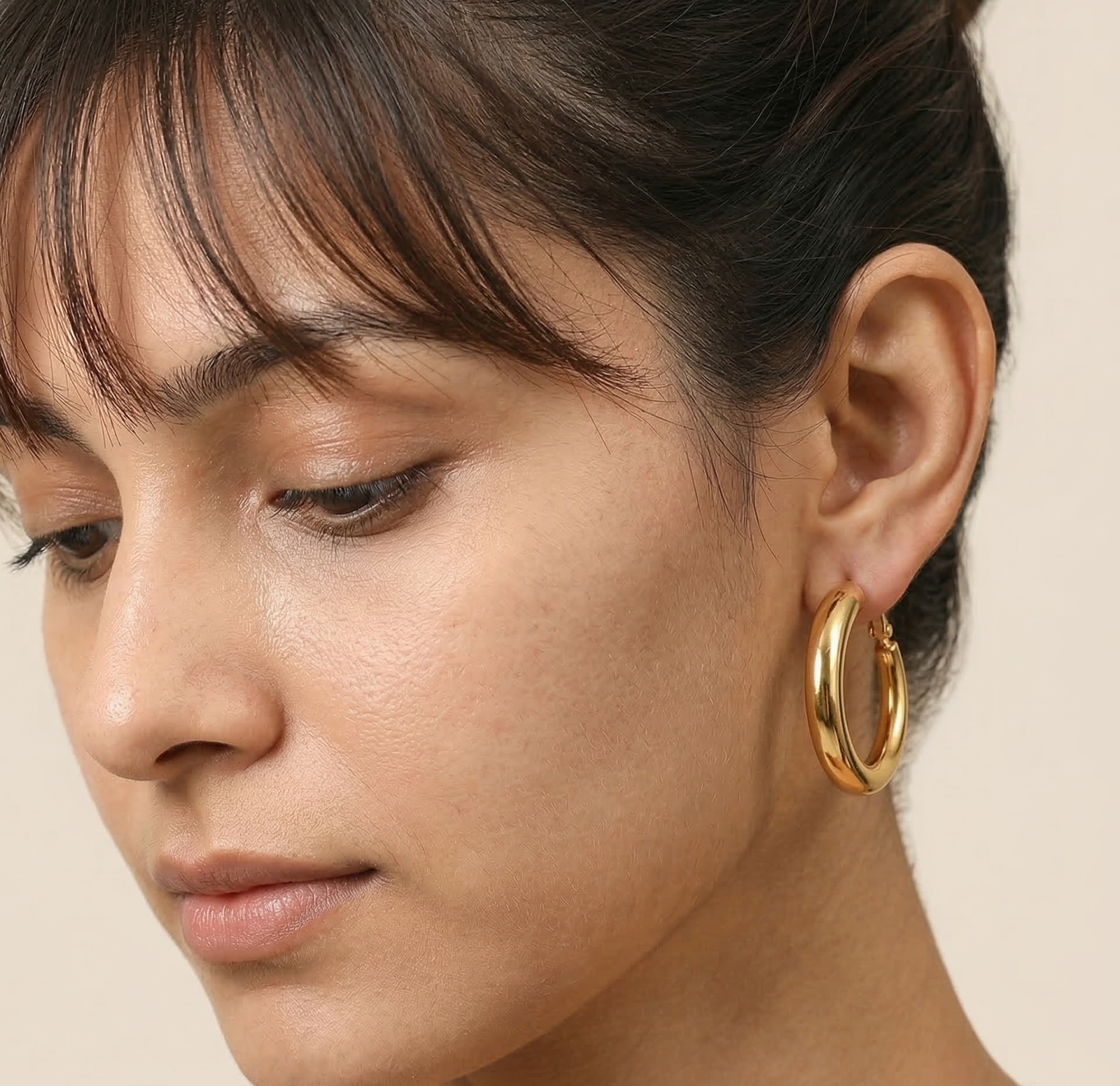 18K Gold Plated Minimalist Hoop Earrings in 316L Stainless Steel